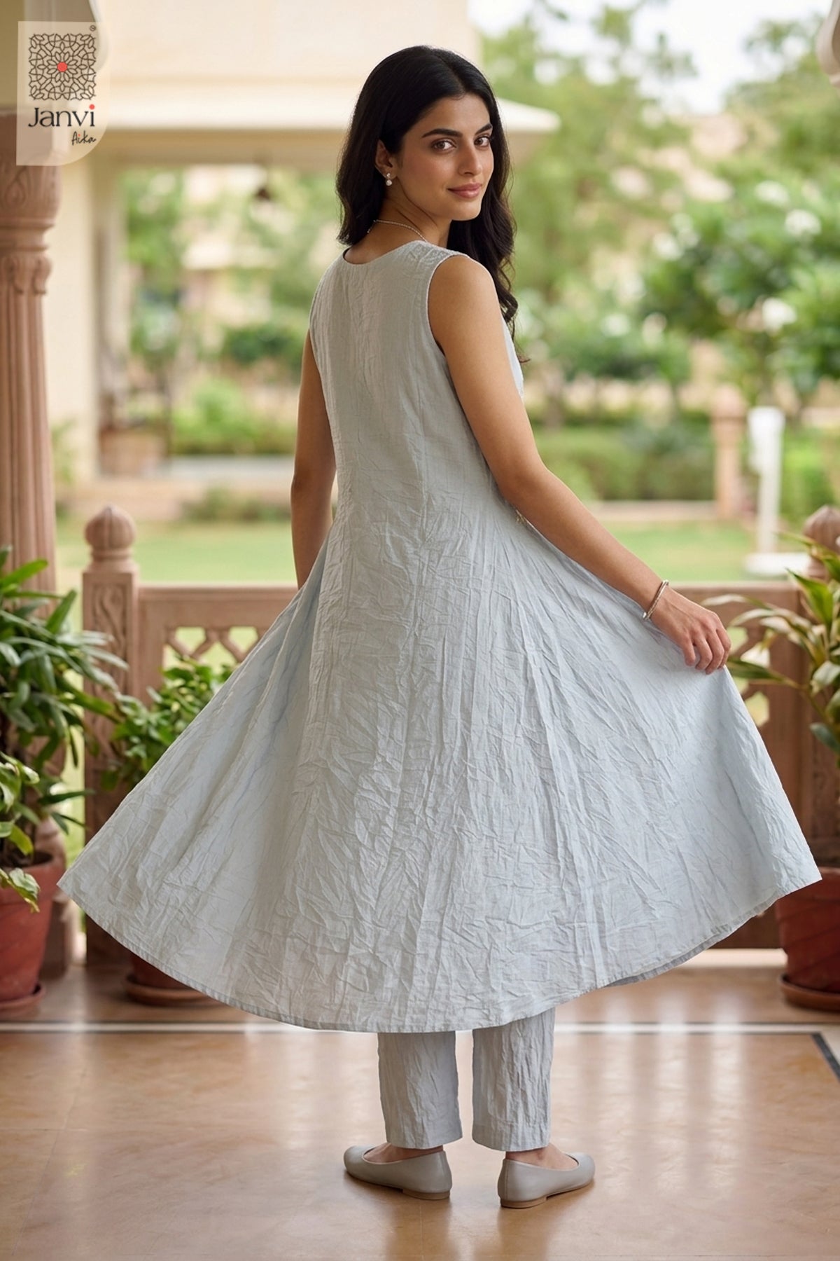 Platinum Petals Royal Mirrorwork Kurta