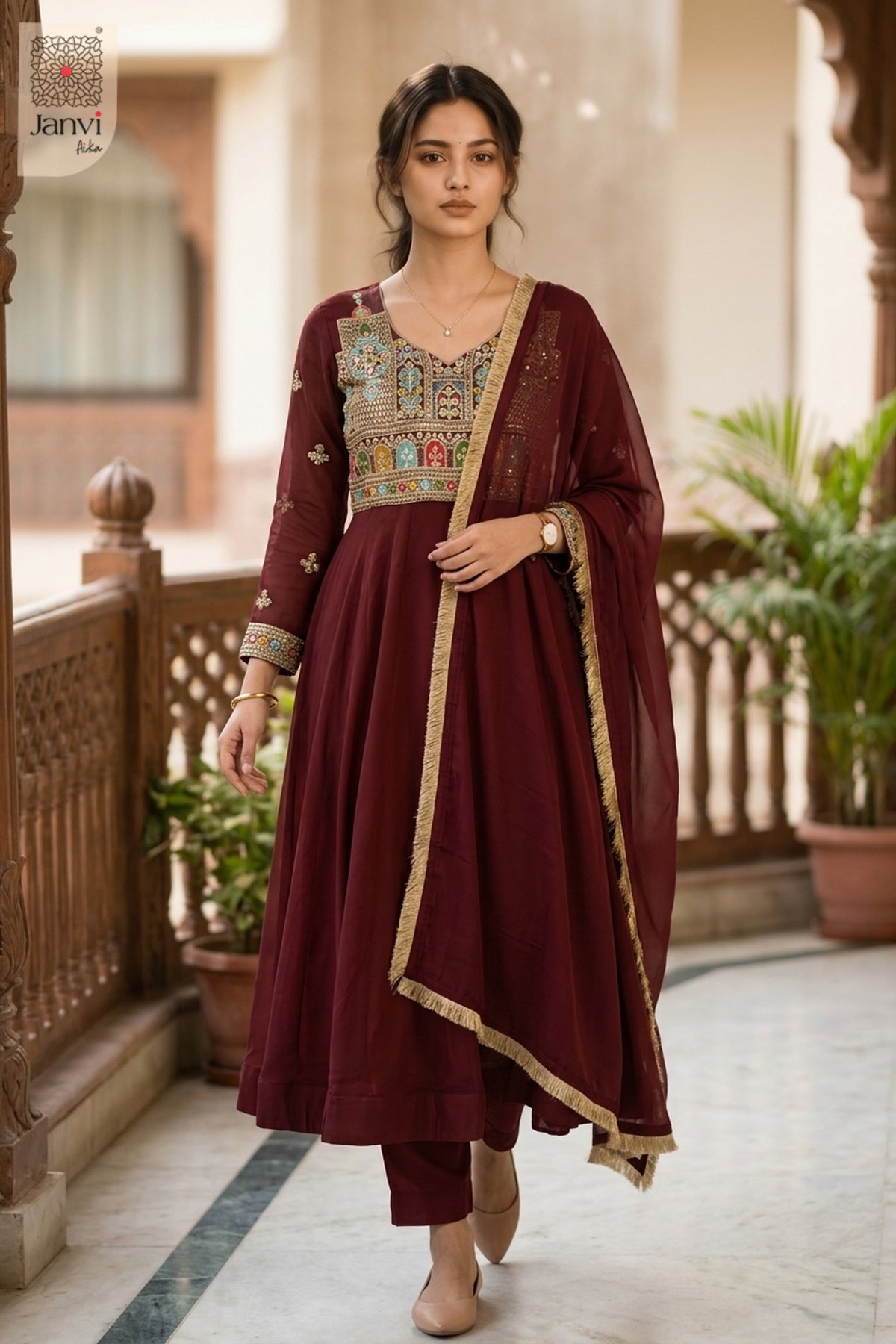 Royal Merlot Anarkali Dress
