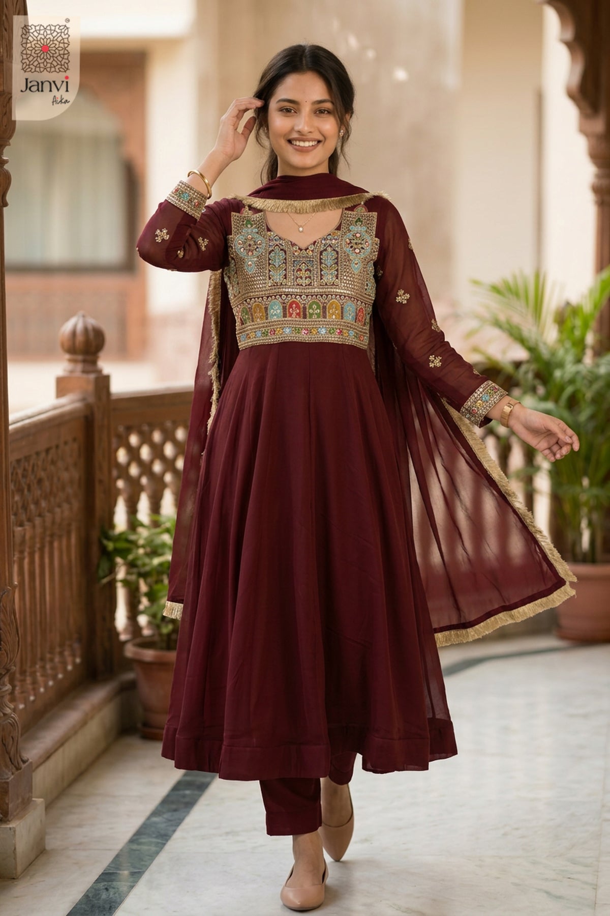 Royal Merlot Anarkali Dress