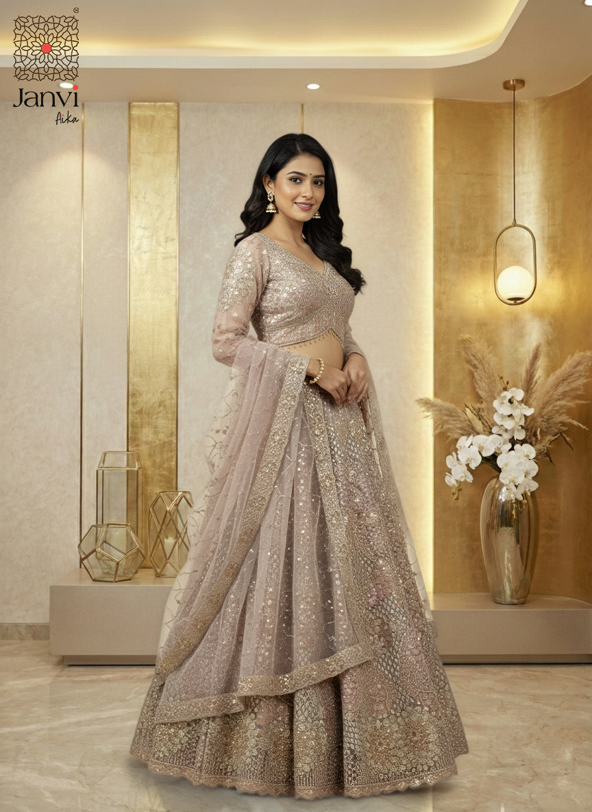Rose Gold or Dusty Lilac Bridal Lehenga Set