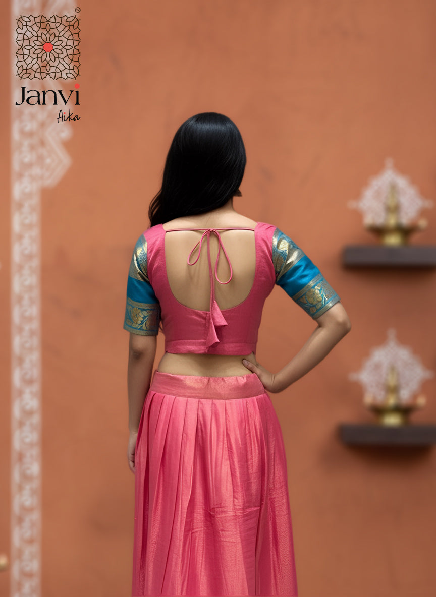 Rose Lagoon Half Saree Lehenga Set