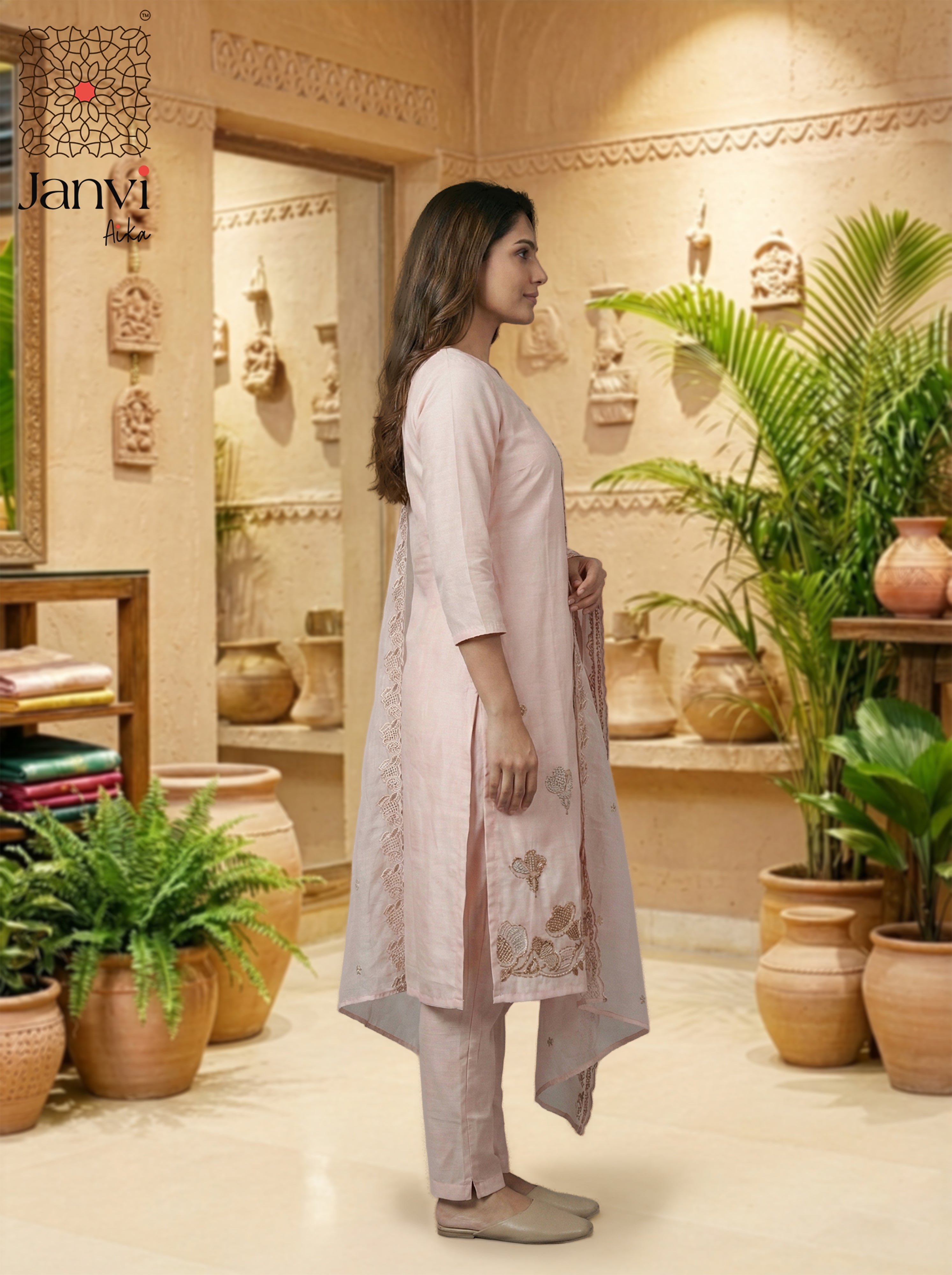 Roselyn Soft Blush Chudidhar Set