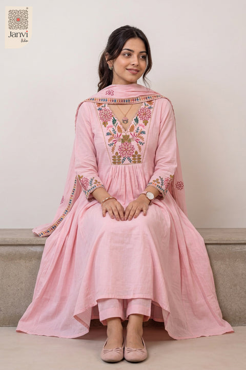 Rosewater Pink Gulmohar Symphony Anarkali