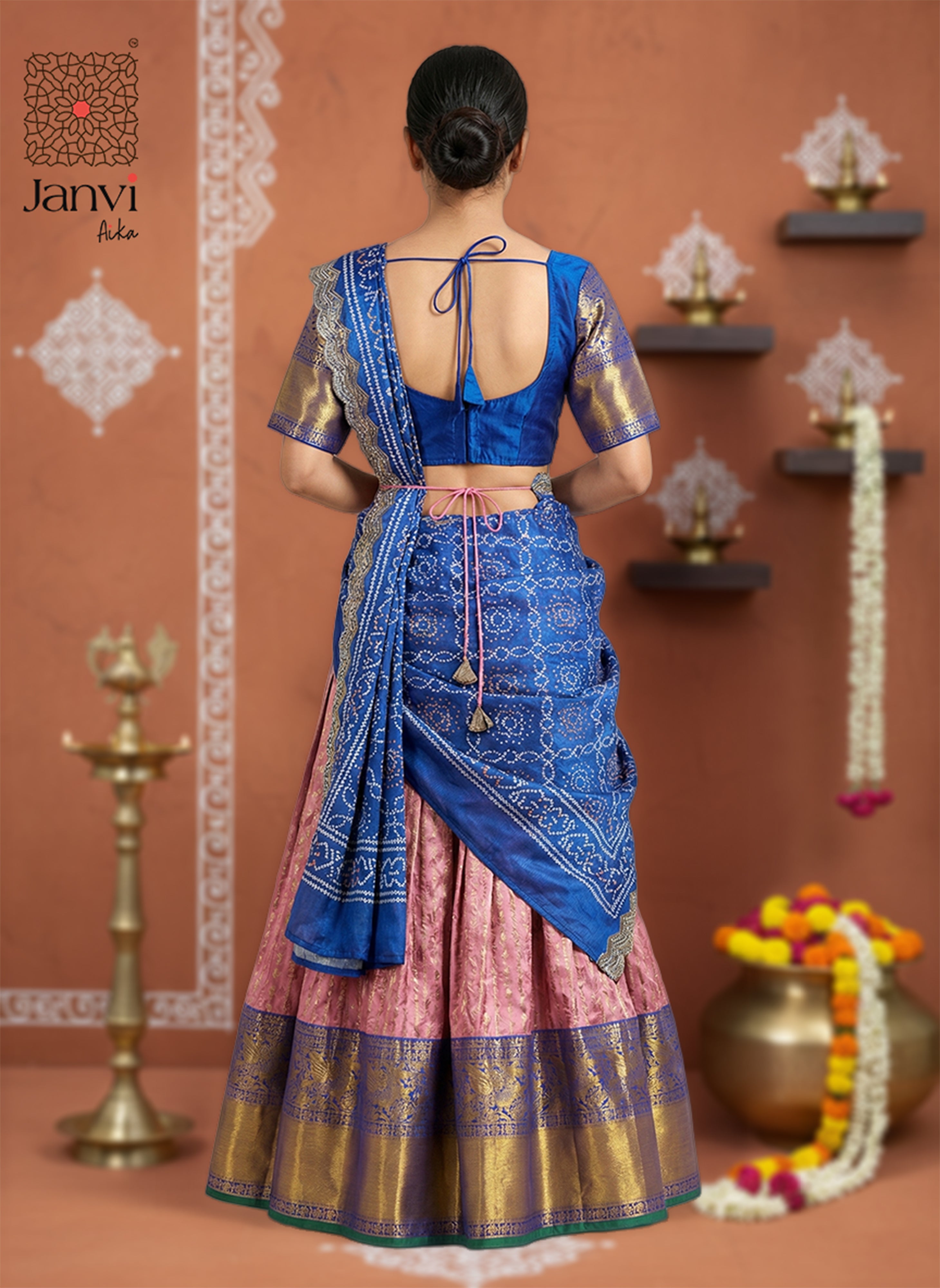 Royal Bloom Half Saree Lehenga Set