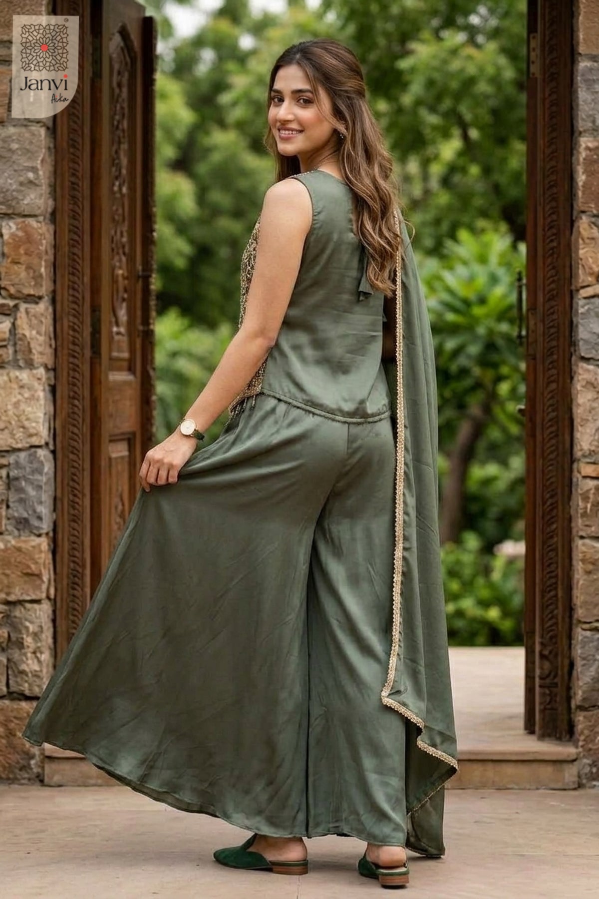Sage Royale Sharara Set
