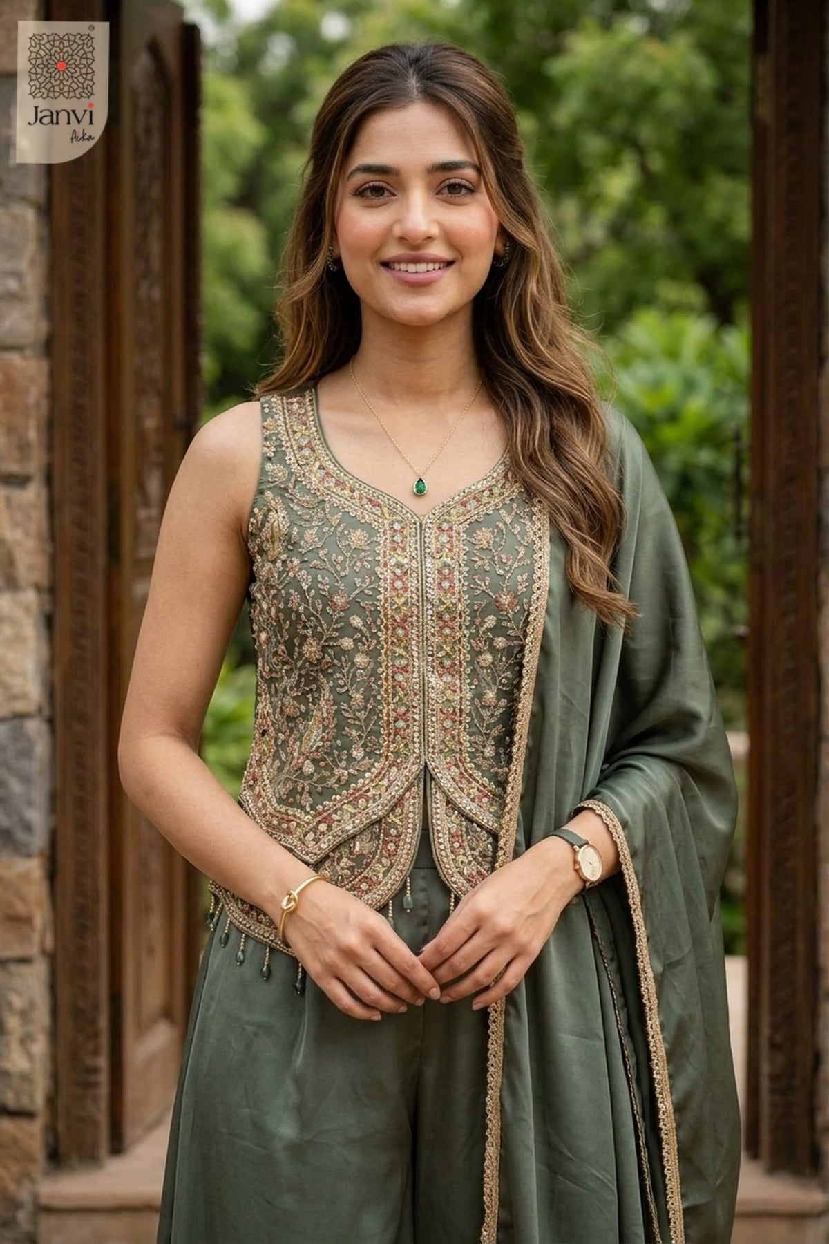 Sage Royale Sharara Set
