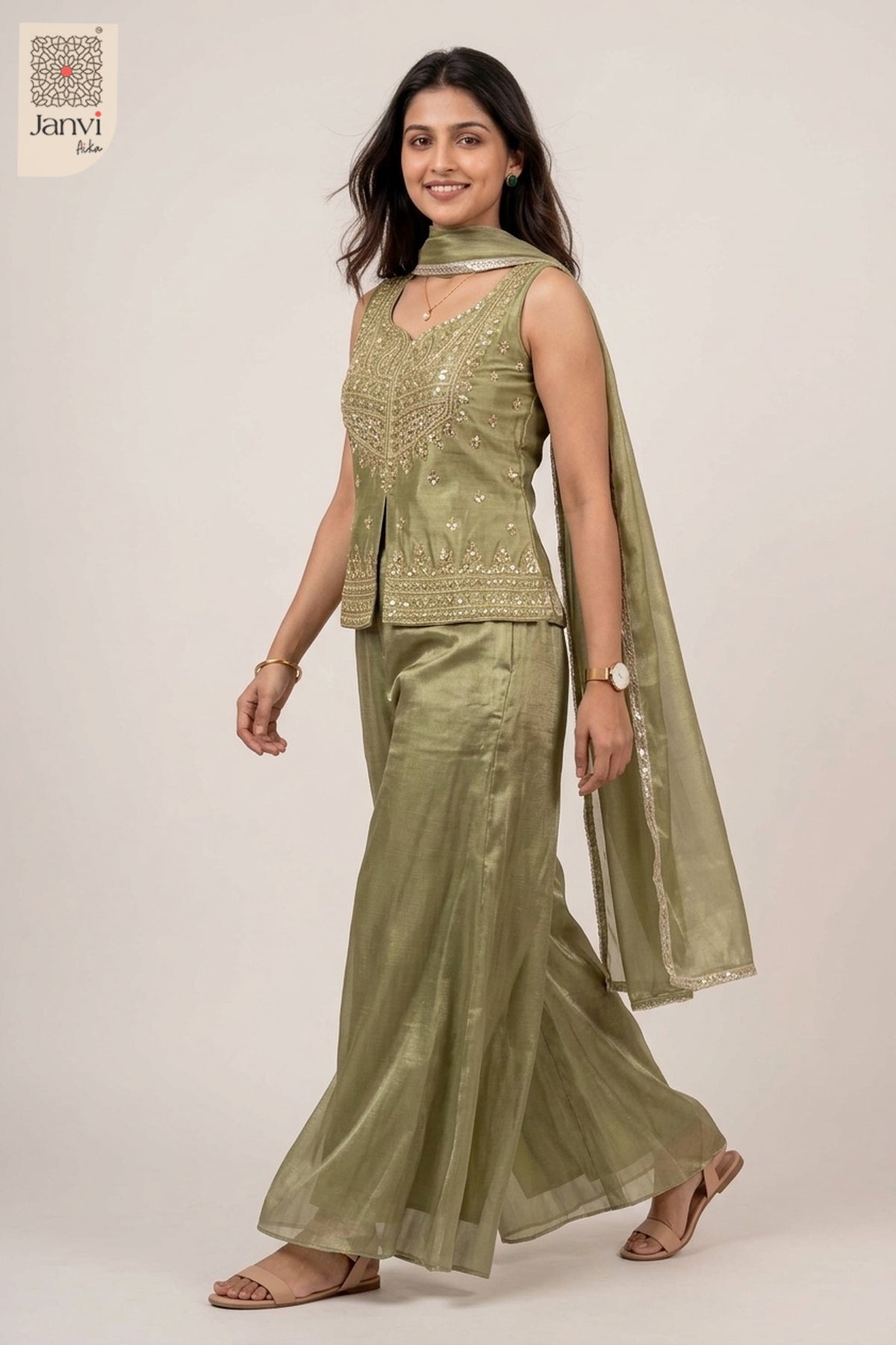 Sage Darling Sharara Set