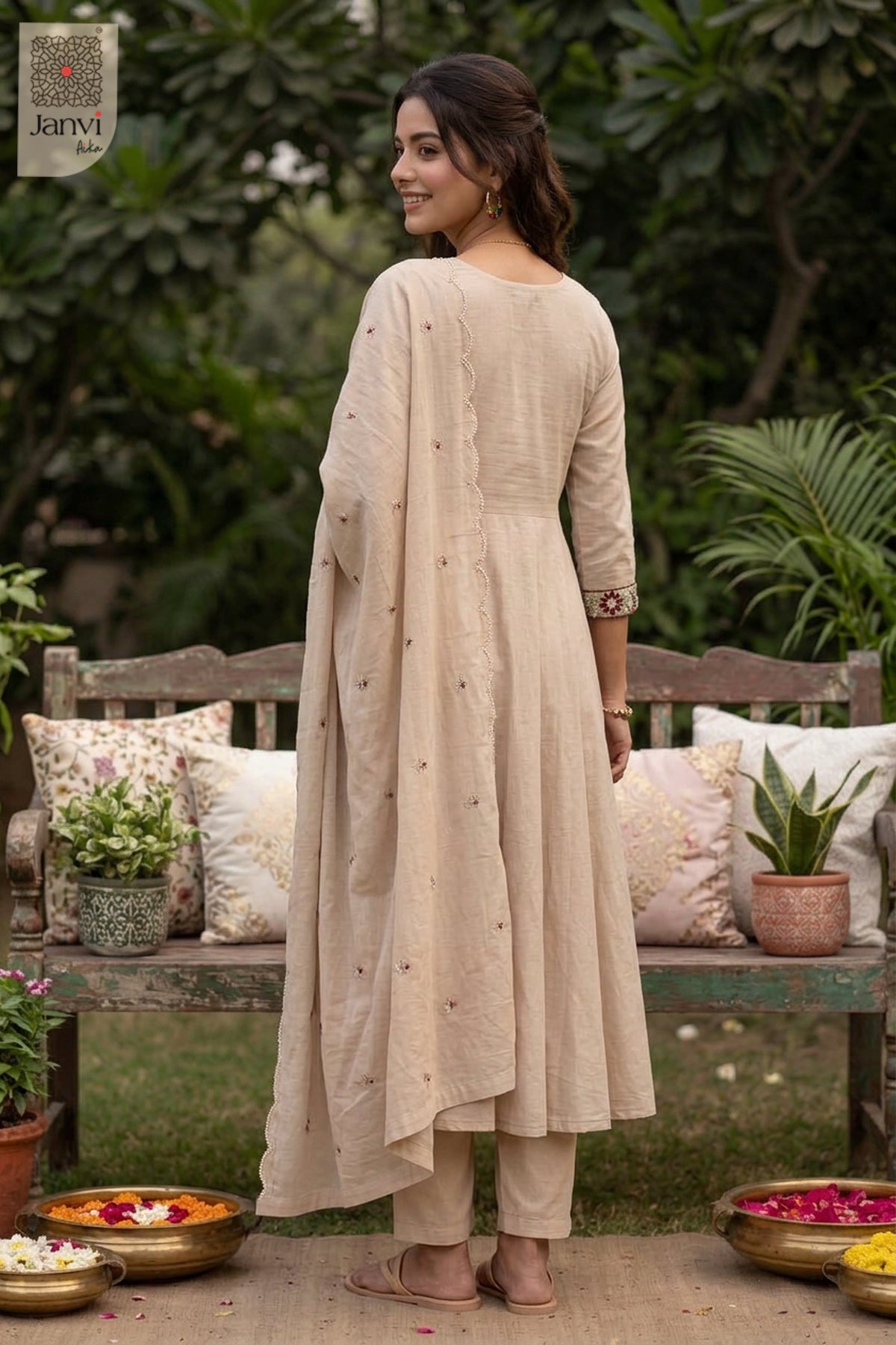 Sand Jewel Meadow Beadwork Round Neck