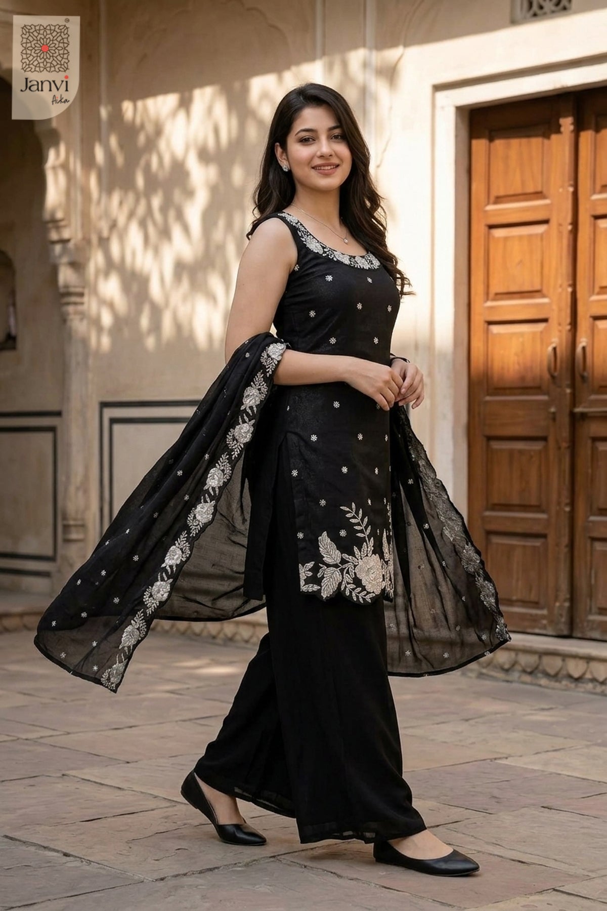 Silver Night Sharara Set