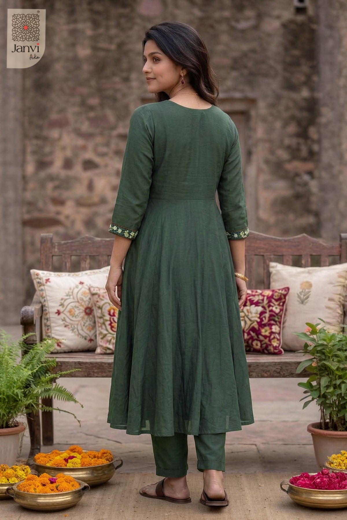 Slate Jewel Meadow Beadwork Round Neck