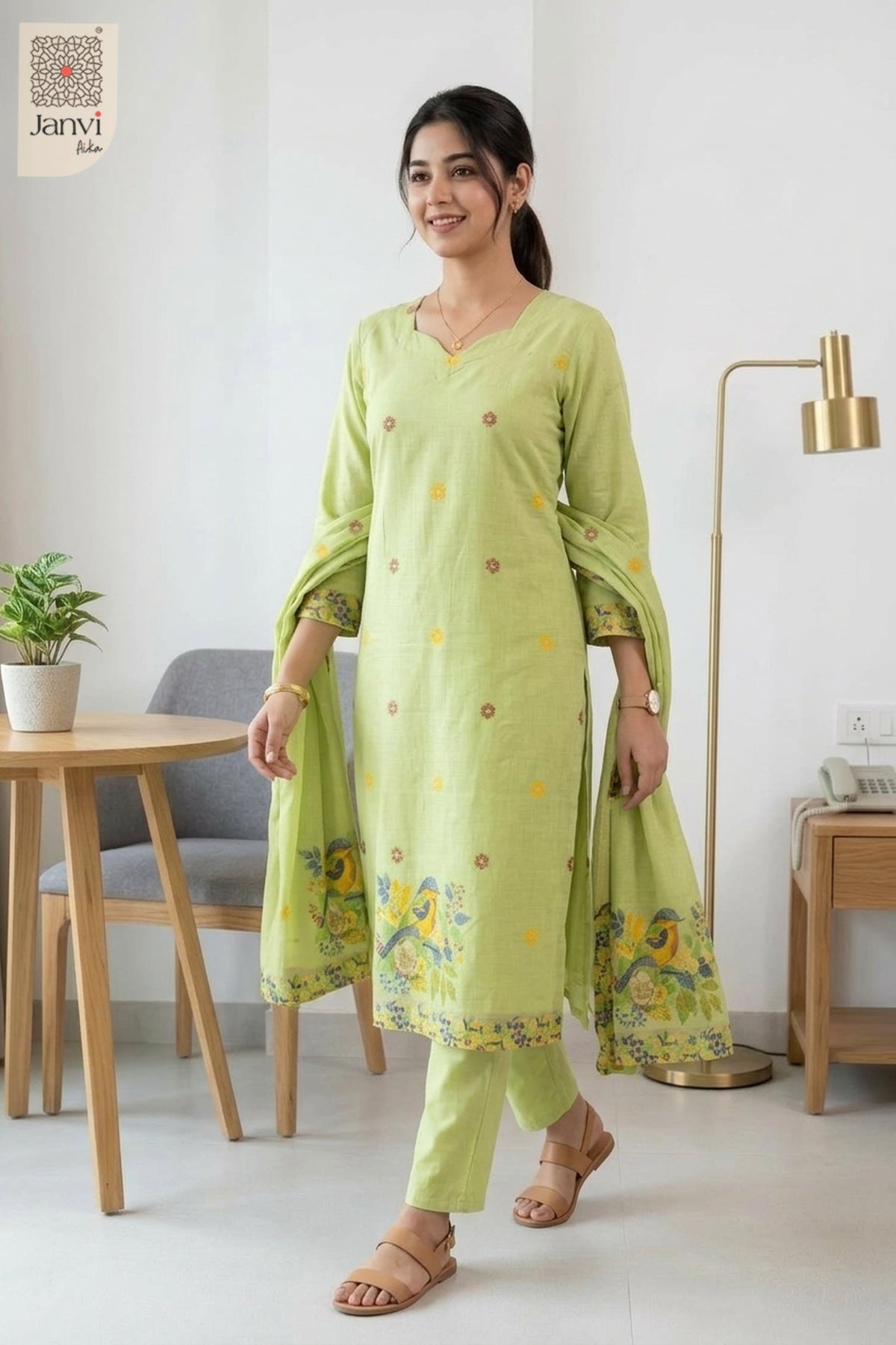 Spring Lime Floral Set