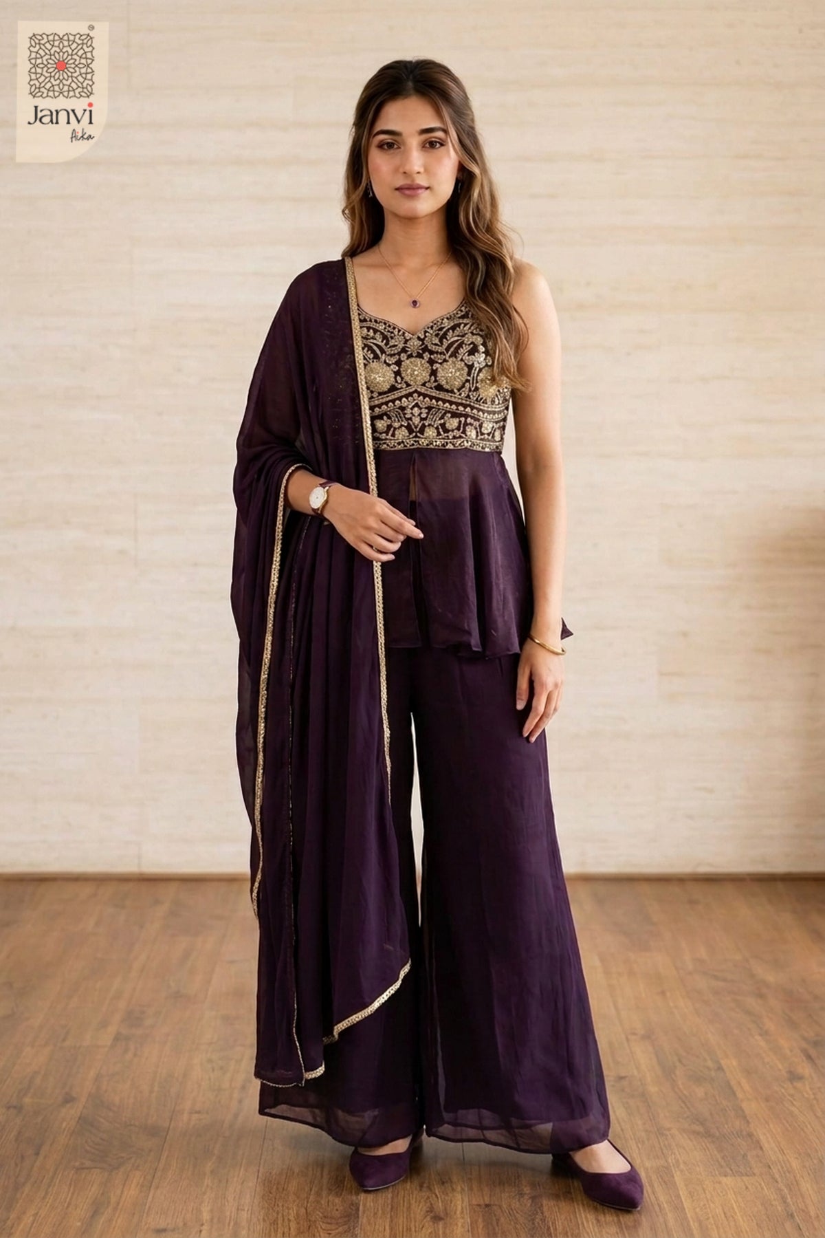 Velvet Plum Sharara Set