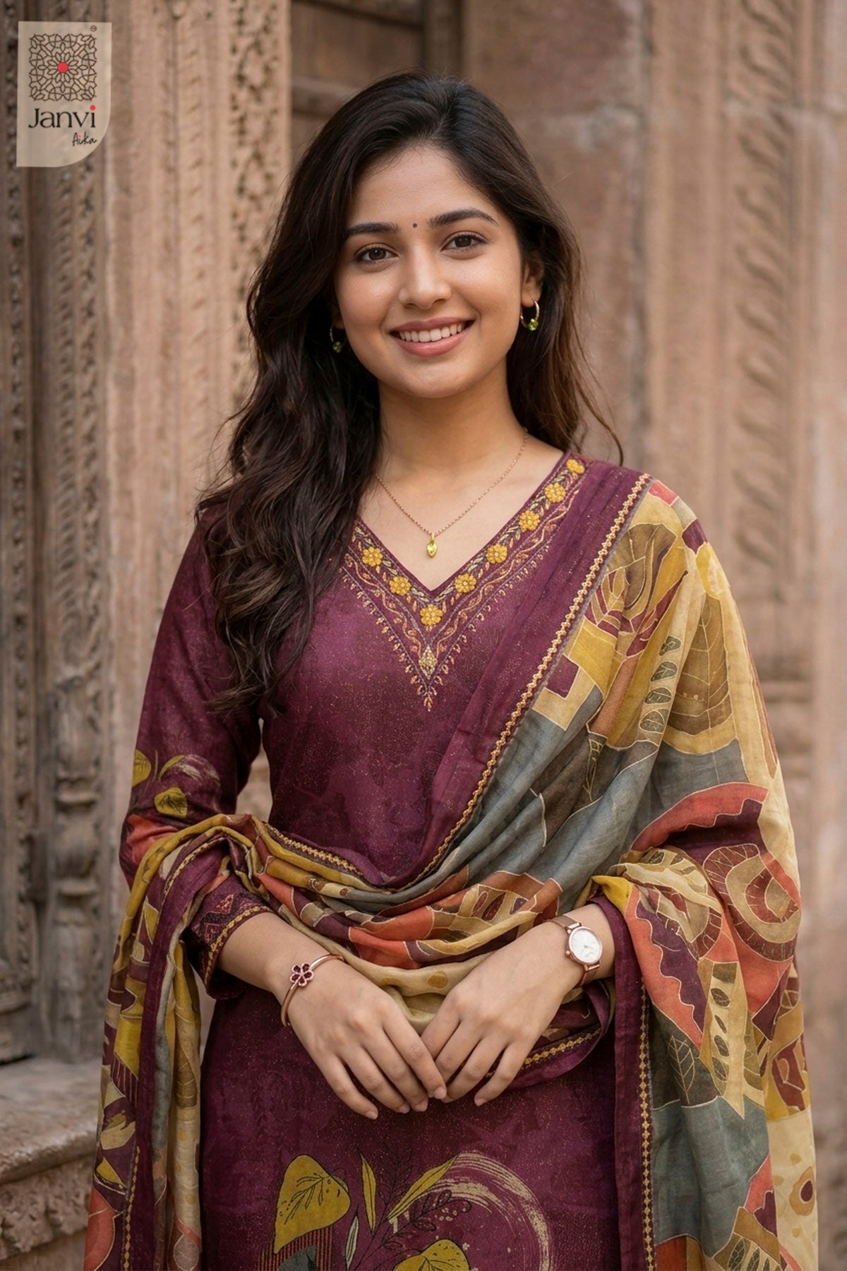 Vintage Berry Chudidhar Set
