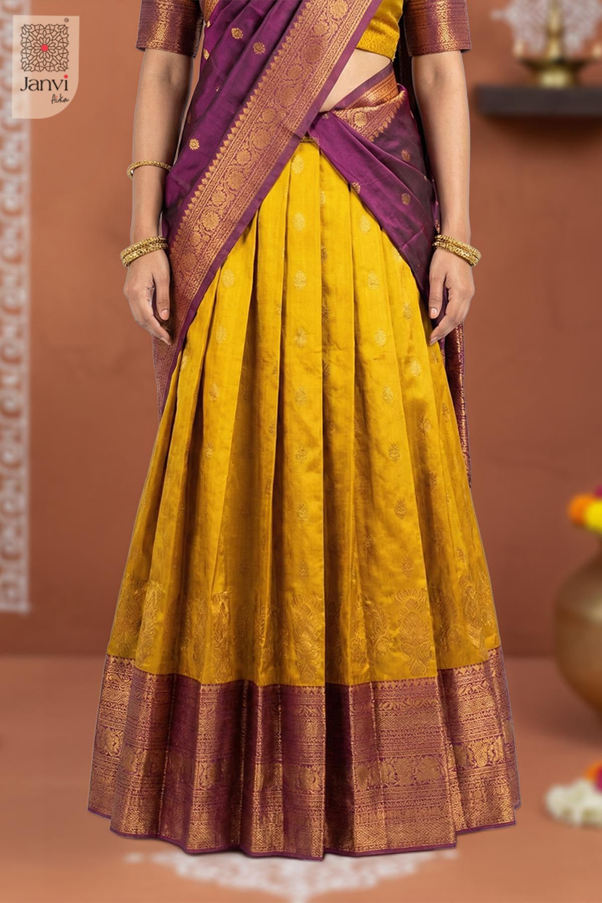 Vaidehi Maroon Heritage Half Saree Lehenga Set