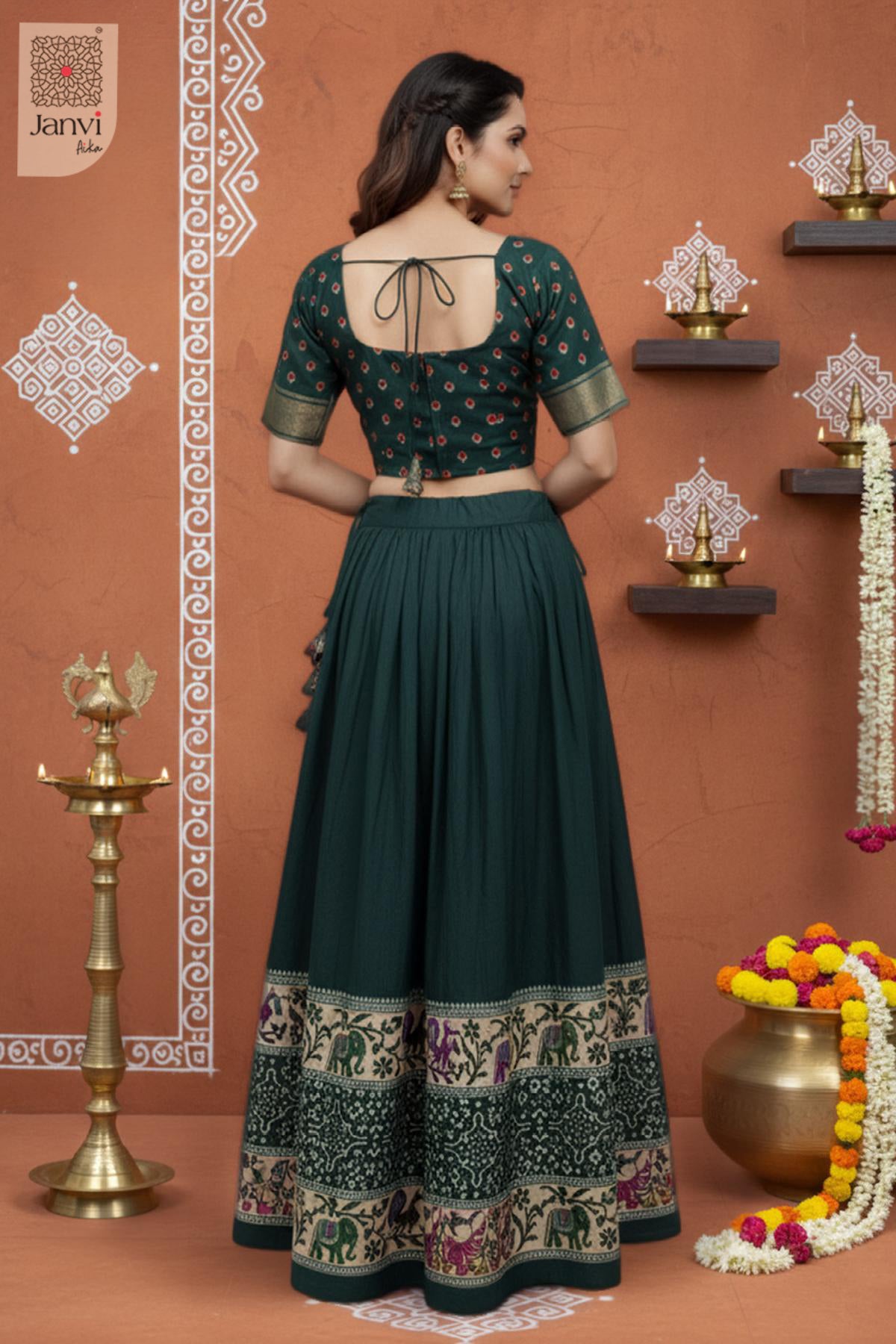 Vamika Emerald Heritage Half Saree Lehenga Set