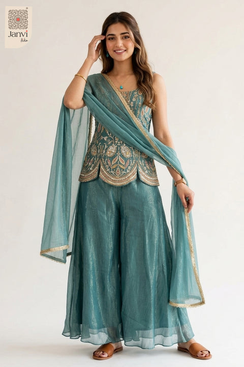 Verdant Charm Sharara Set