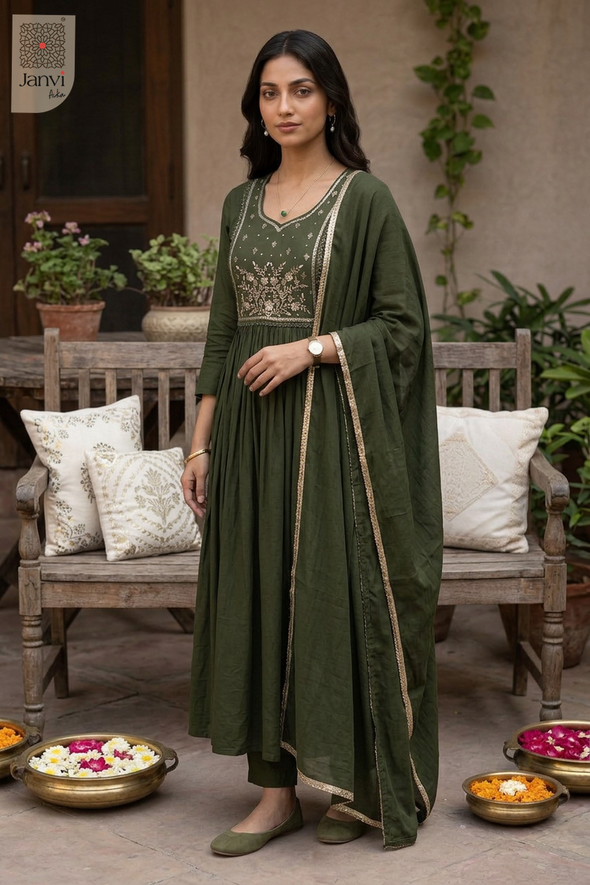 Verdure Floral Yoke U Neck Anarkali