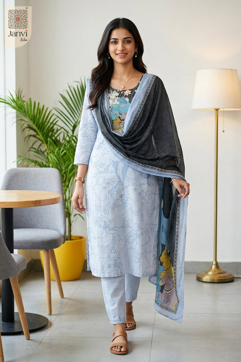 Vintage Nandi Charm Round Neck Kurta