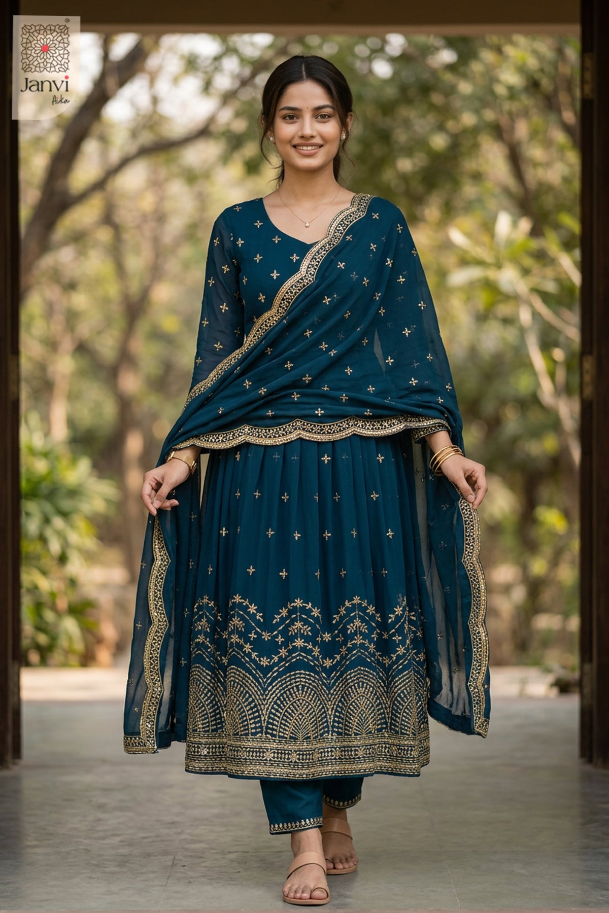 Zarafshan Midnight Anarkali Dress
