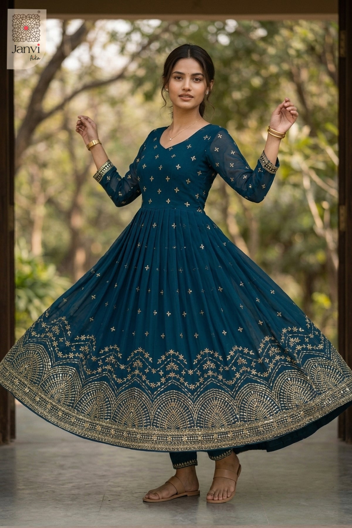 Zarafshan Midnight Anarkali Dress
