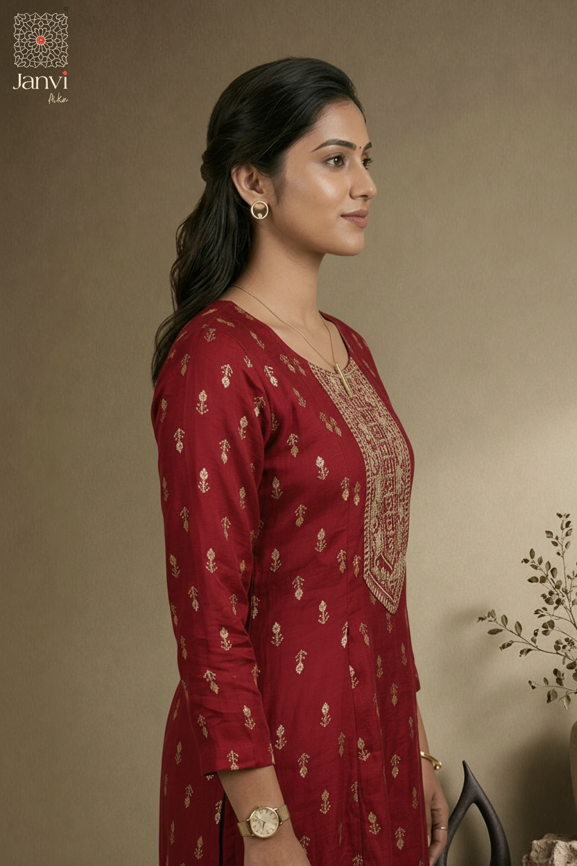 Zari Embroidered Red