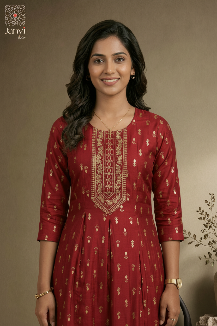 Zari Embroidered Red