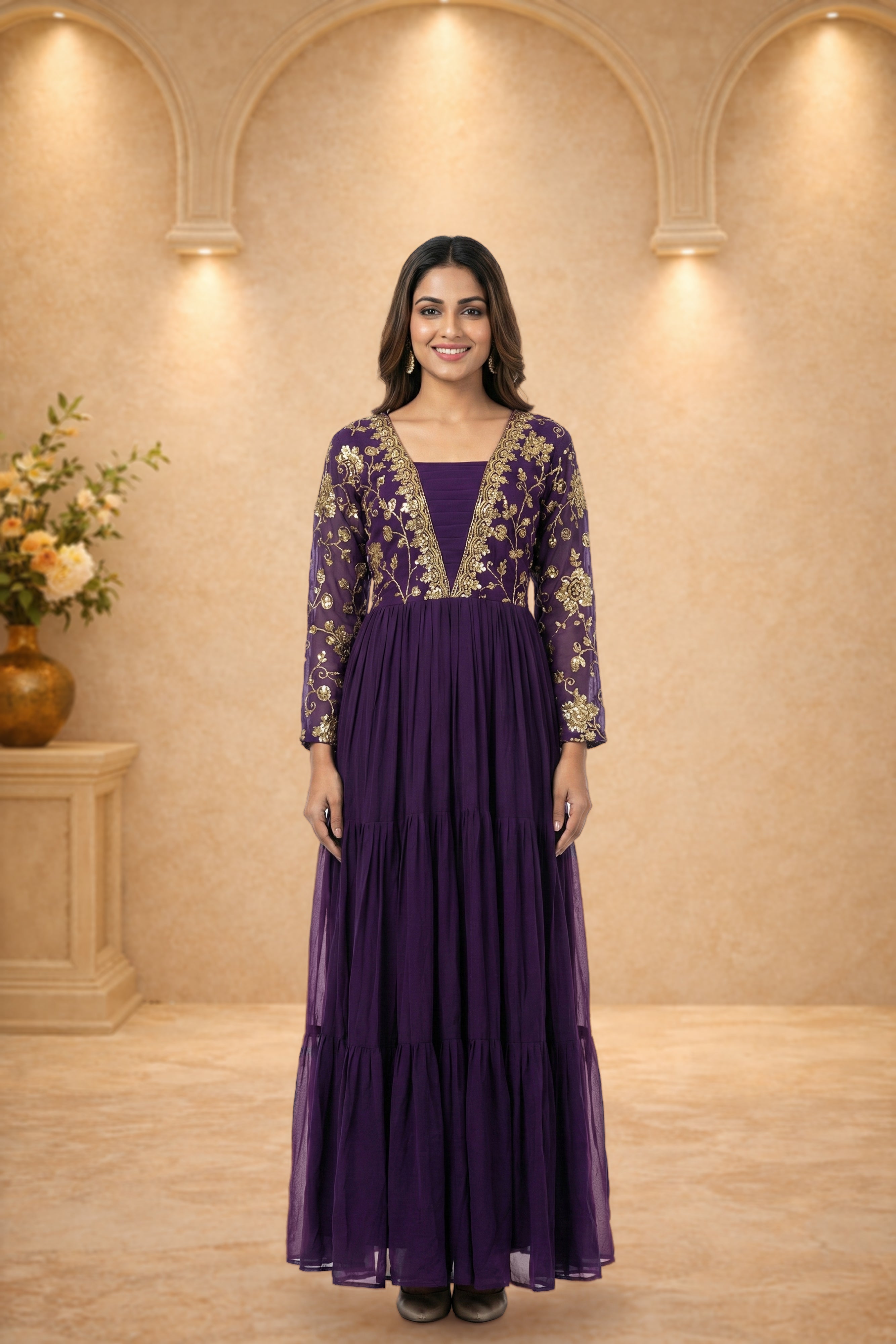 Zareen Amethyst Anarkali Dress