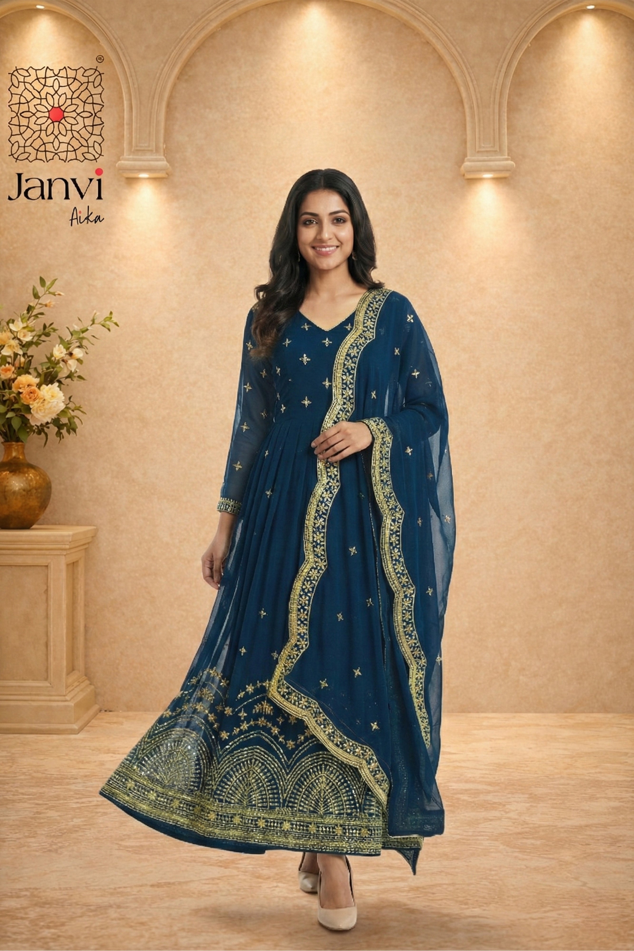 Zarafshan Midnight Anarkali Dress