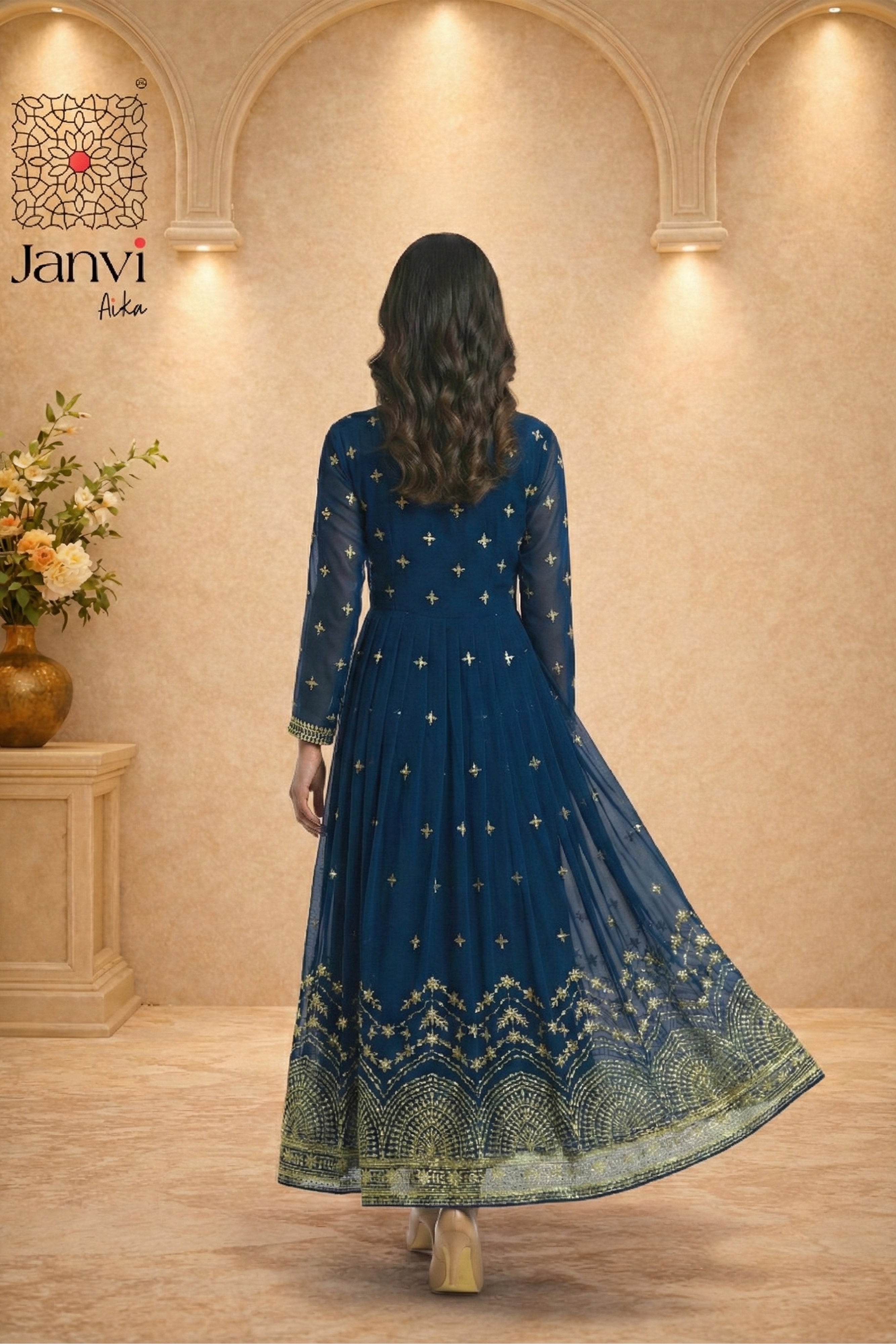 Zarafshan Midnight Anarkali Dress