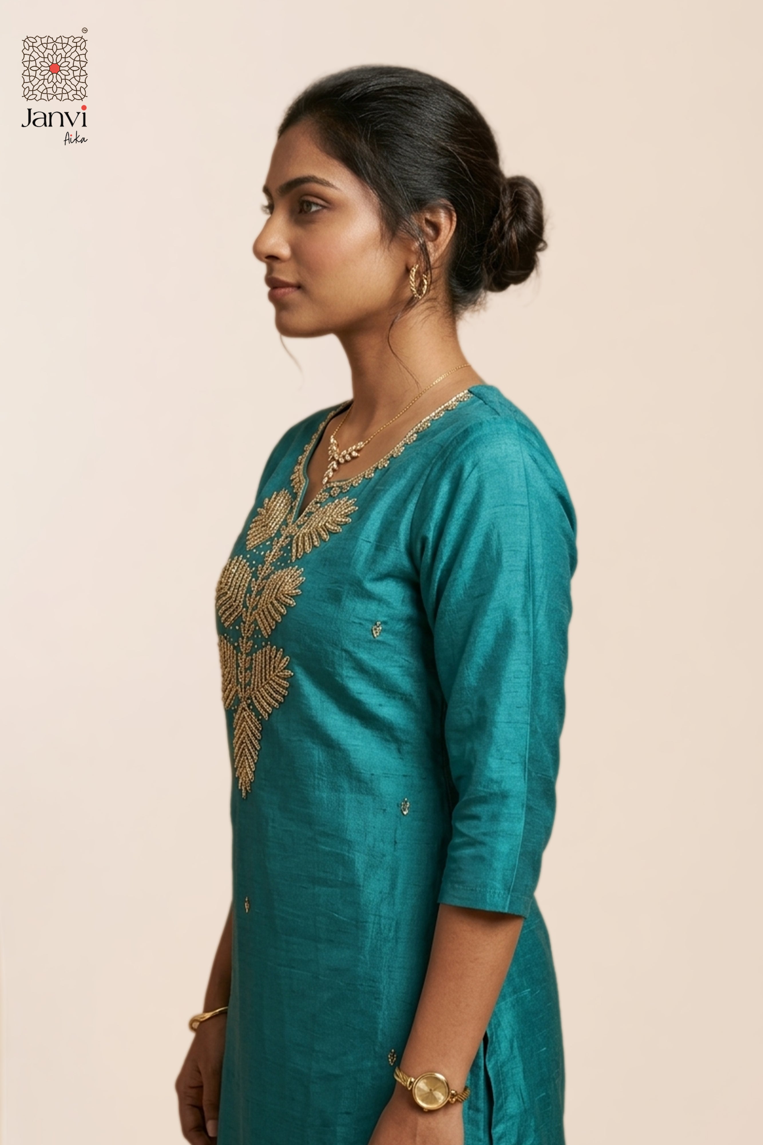 Aqua Leaf Chudidhar Set