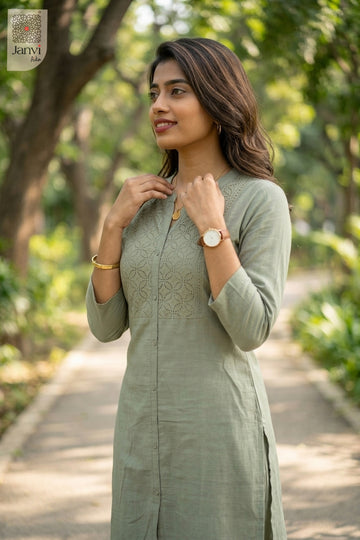 Side view of Ash Elegance Veda from the 2 piece outfits for ladies range with elbow sleeves.