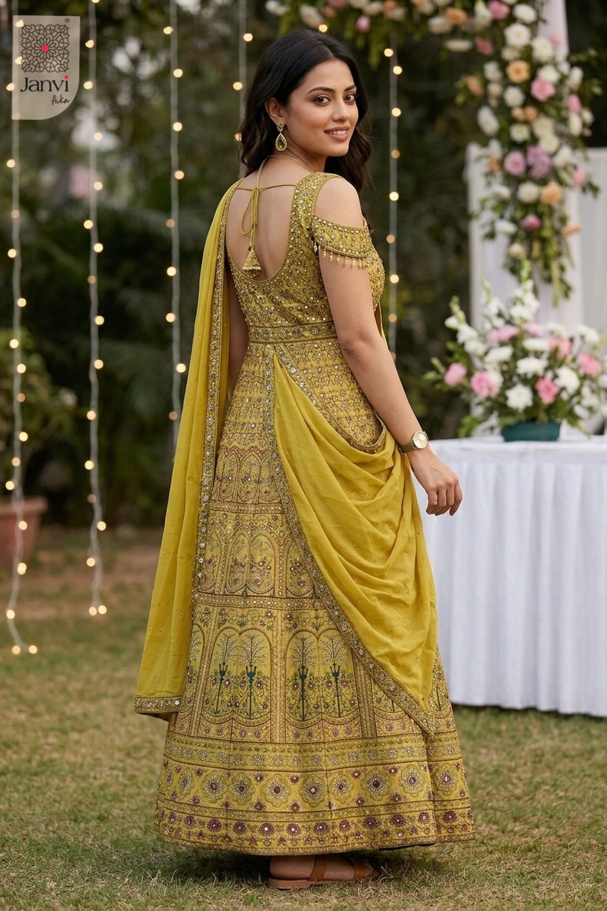 Aurelia Mustard Long Gown