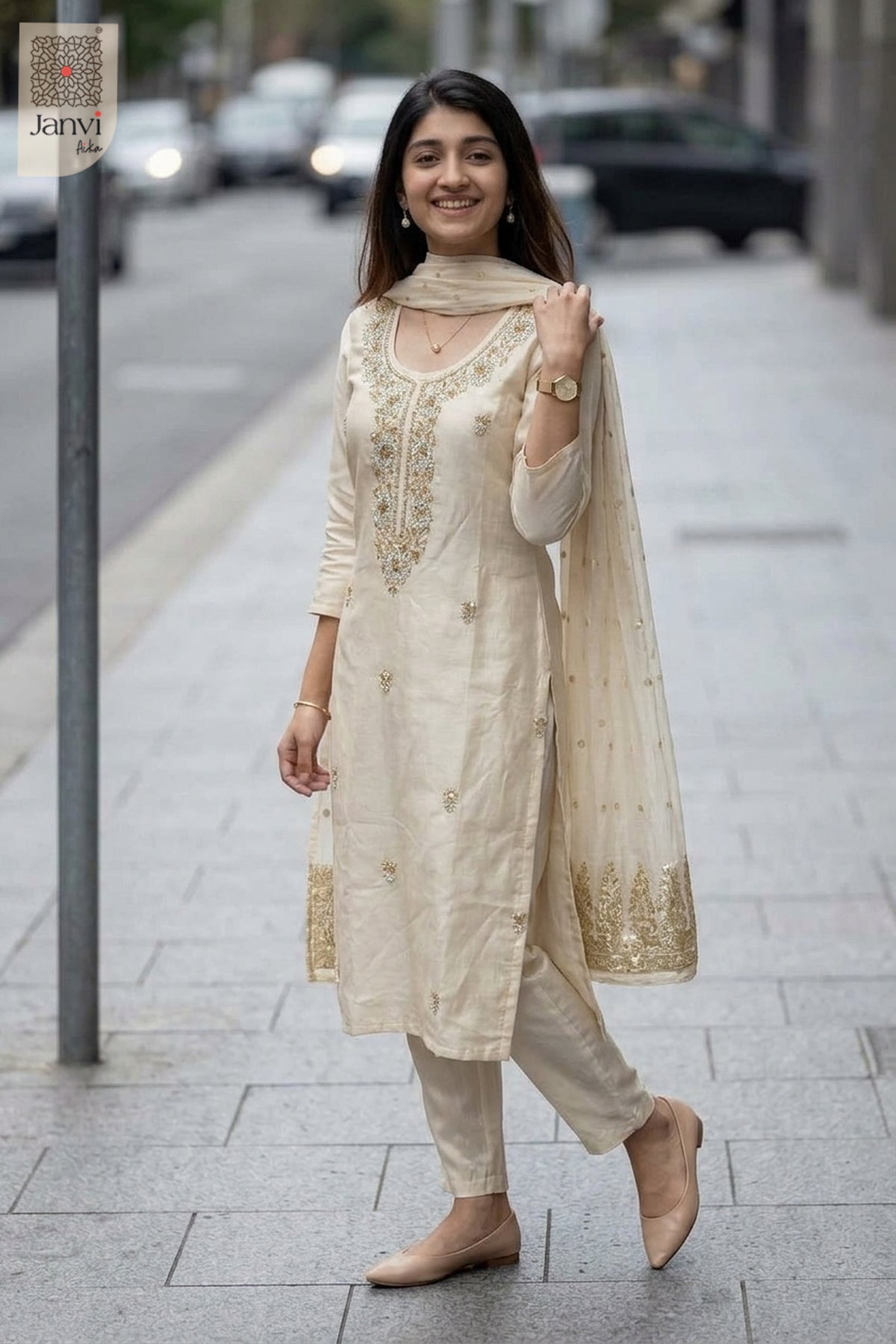 Alessa Floral Beadwork Kurta Set