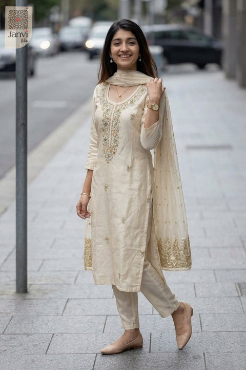 Alessa Floral Beadwork Kurta Set