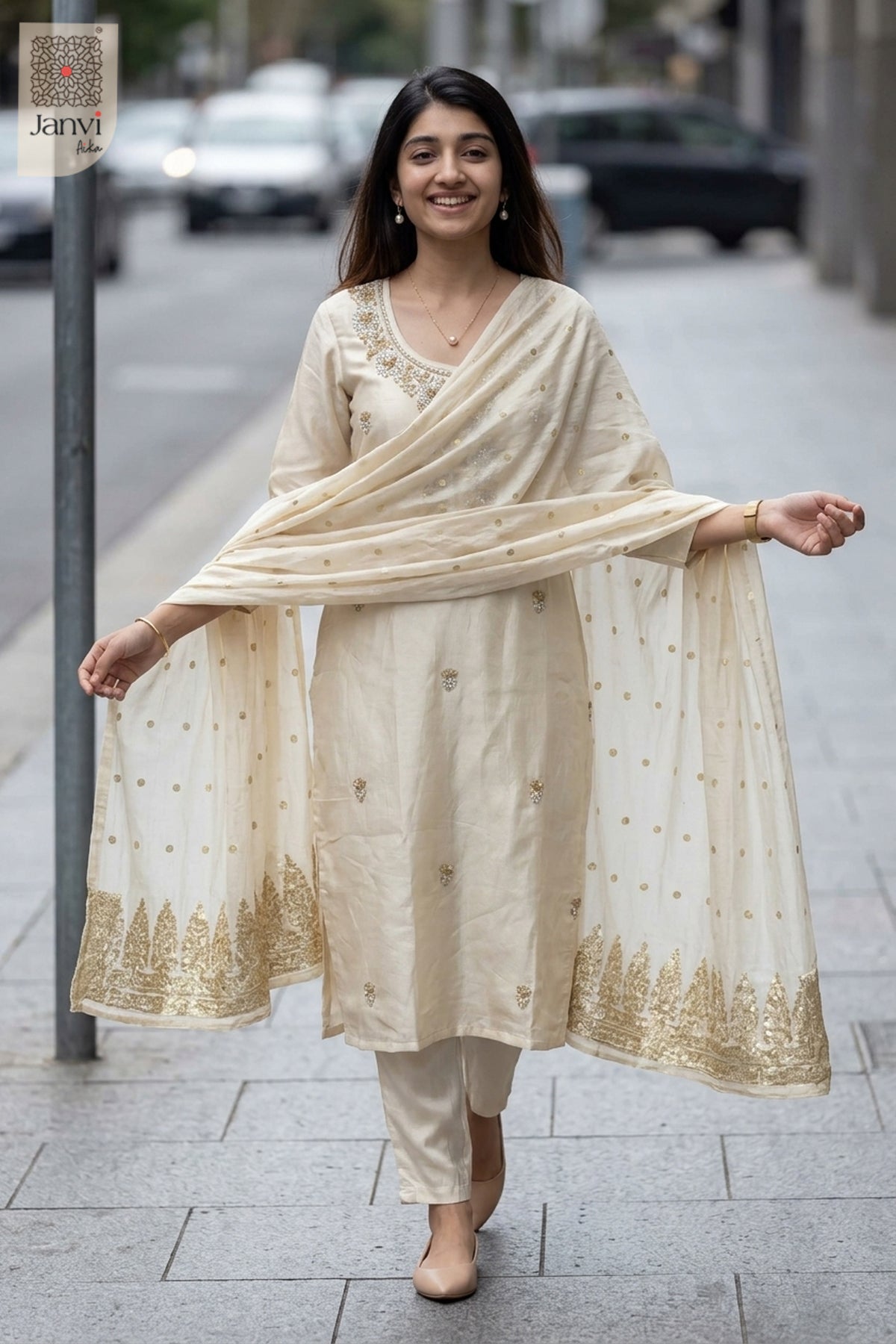 Alessa Floral Beadwork Kurta Set