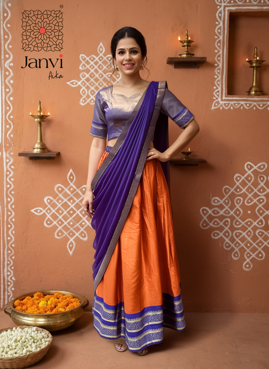 Amethyst Rust Grace Half Saree Lehenga Set