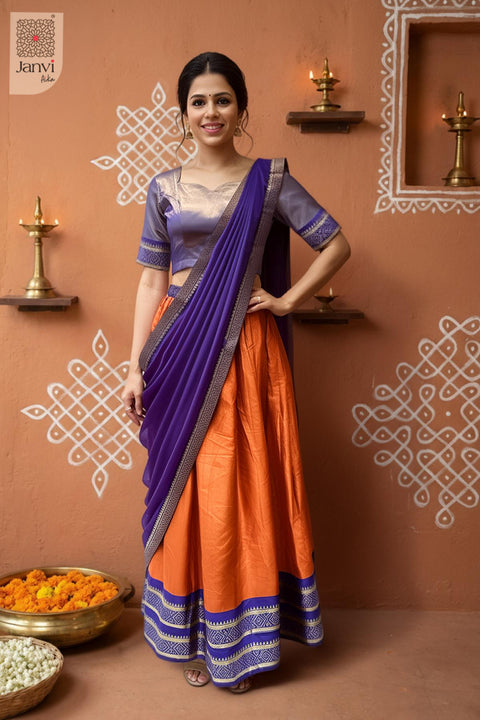 Front full view of Amethyst Rust Grace Half showcasing style for choli online shopping with price.