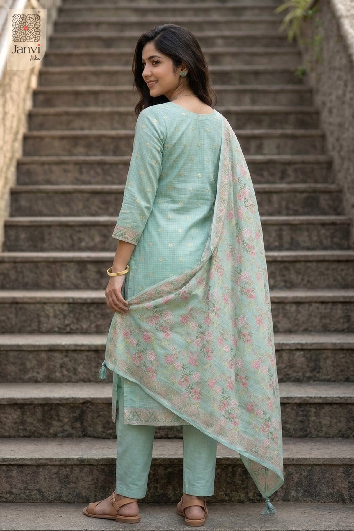Aqua Royal Aviary Embroidered Kurta