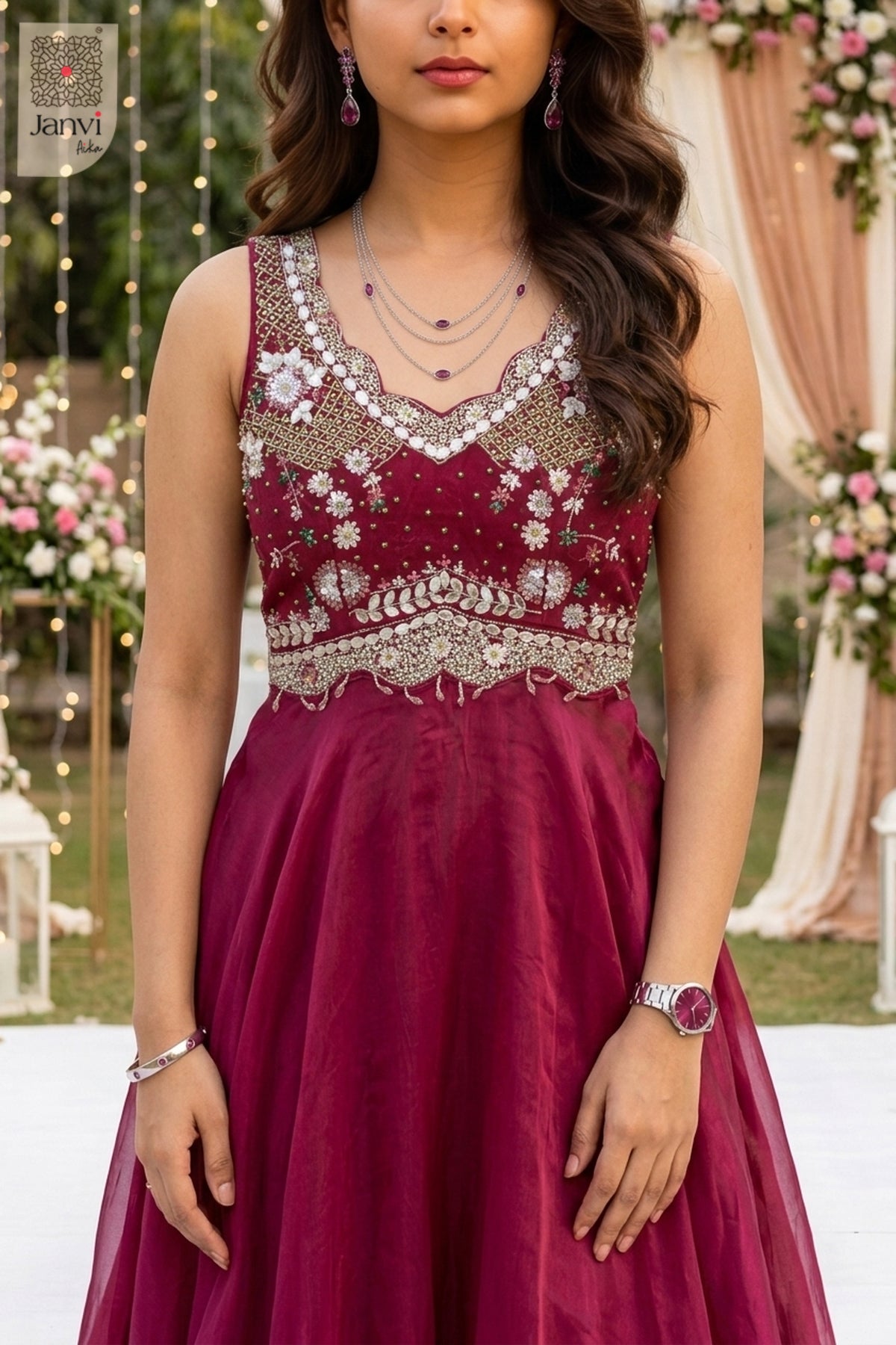 Berry Bloom Anarkali Dress
