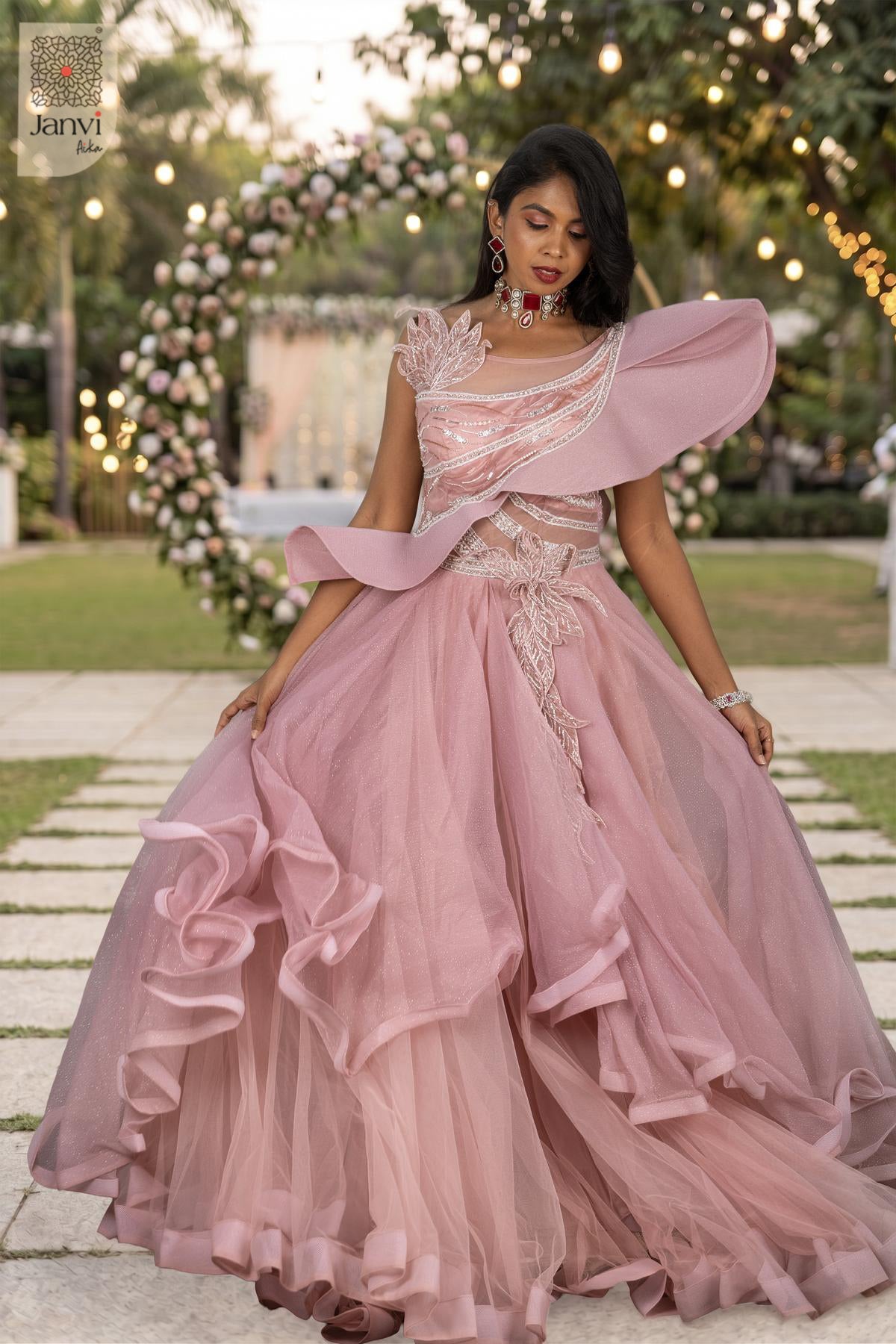 A captivating twirling full view reveals the sheer elegance of fine women's apparel online.