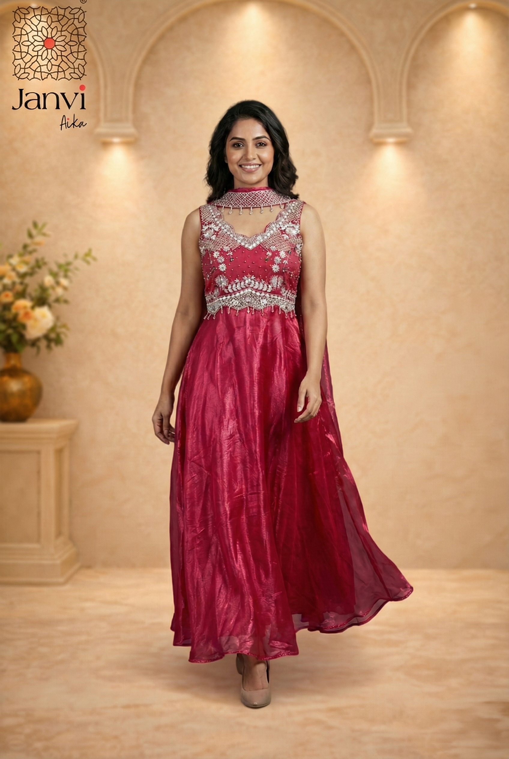 Berry Bloom Anarkali Dress