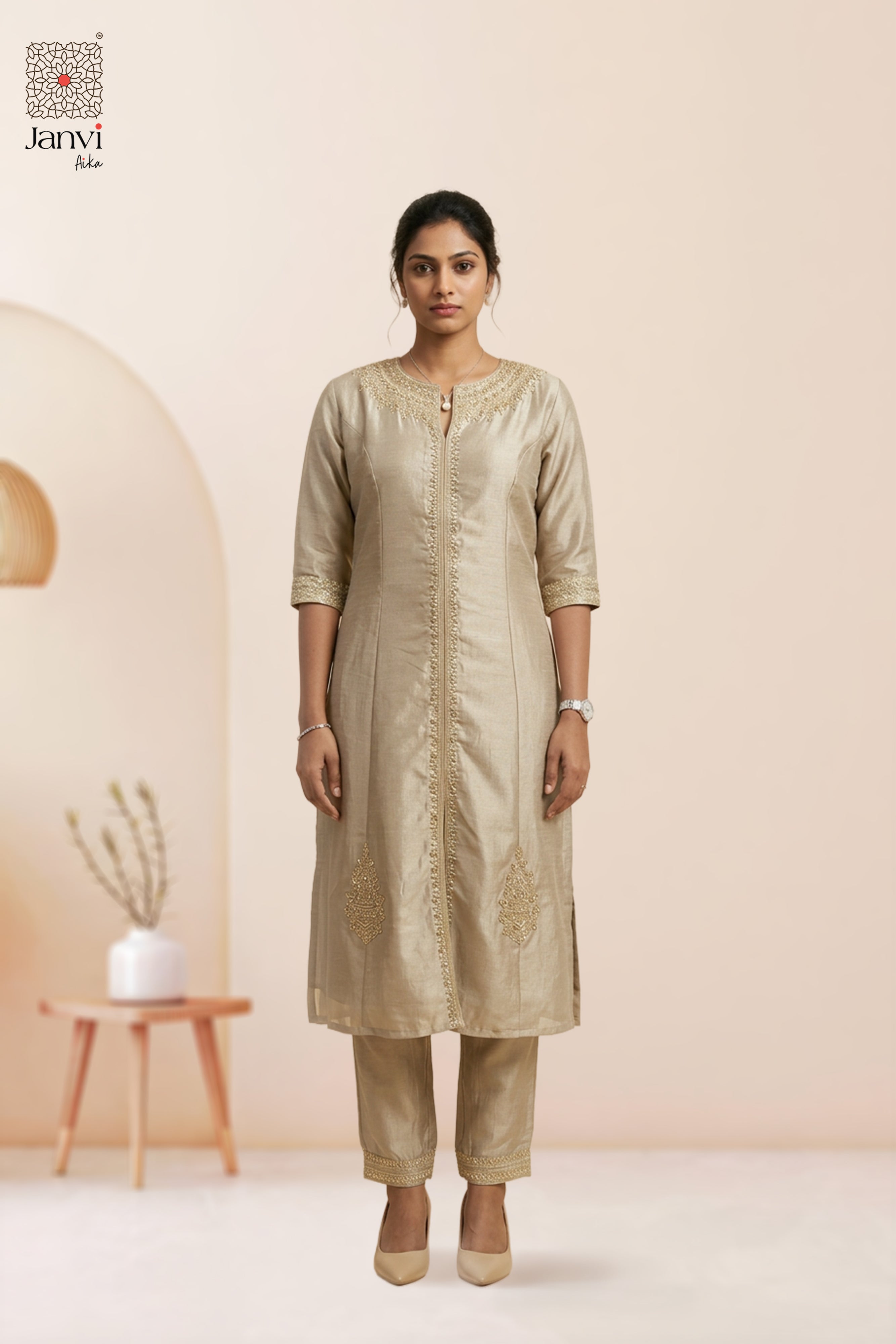 Champagne Shimmer Chudidhar Set