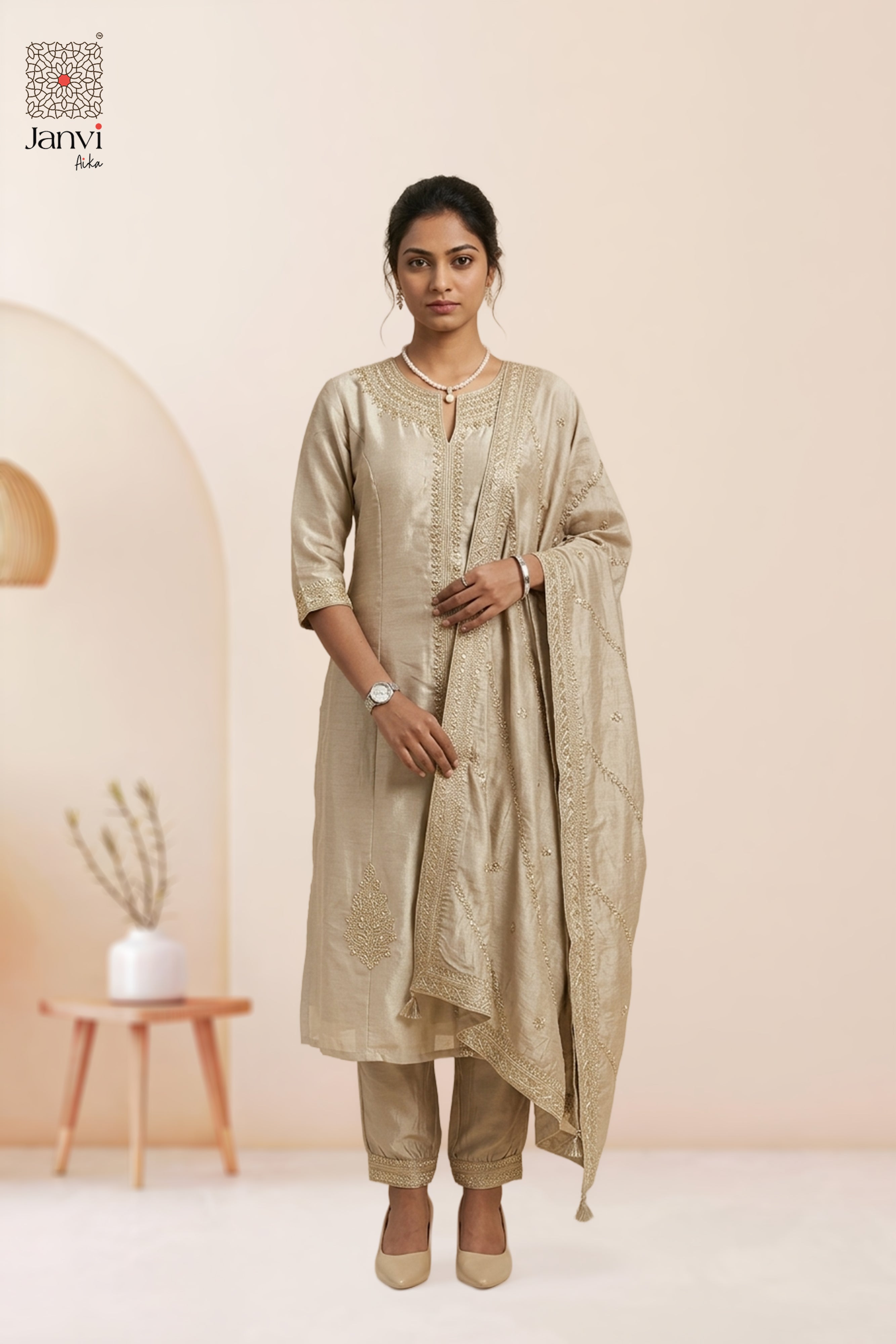 Champagne Shimmer Chudidhar Set