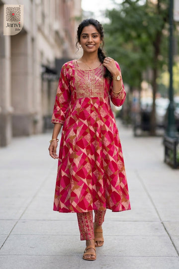 Front full view of Cherry Chevron showcasing style for readymade dress online shopping.