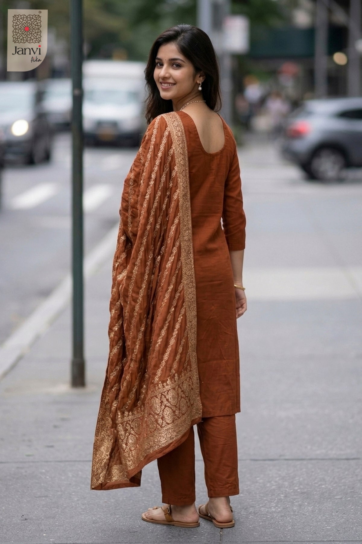 Copper Leaf Chudidhar Set
