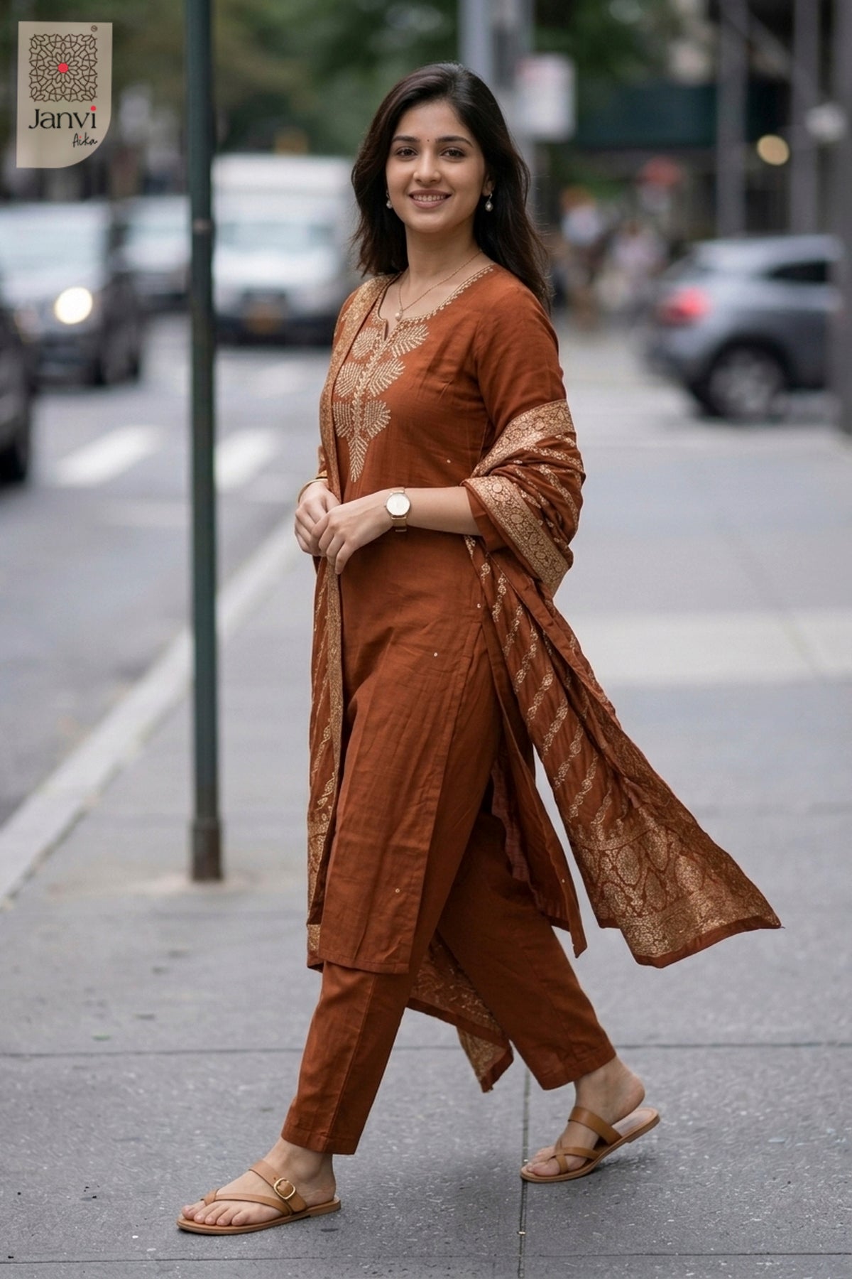 Copper Leaf Chudidhar Set