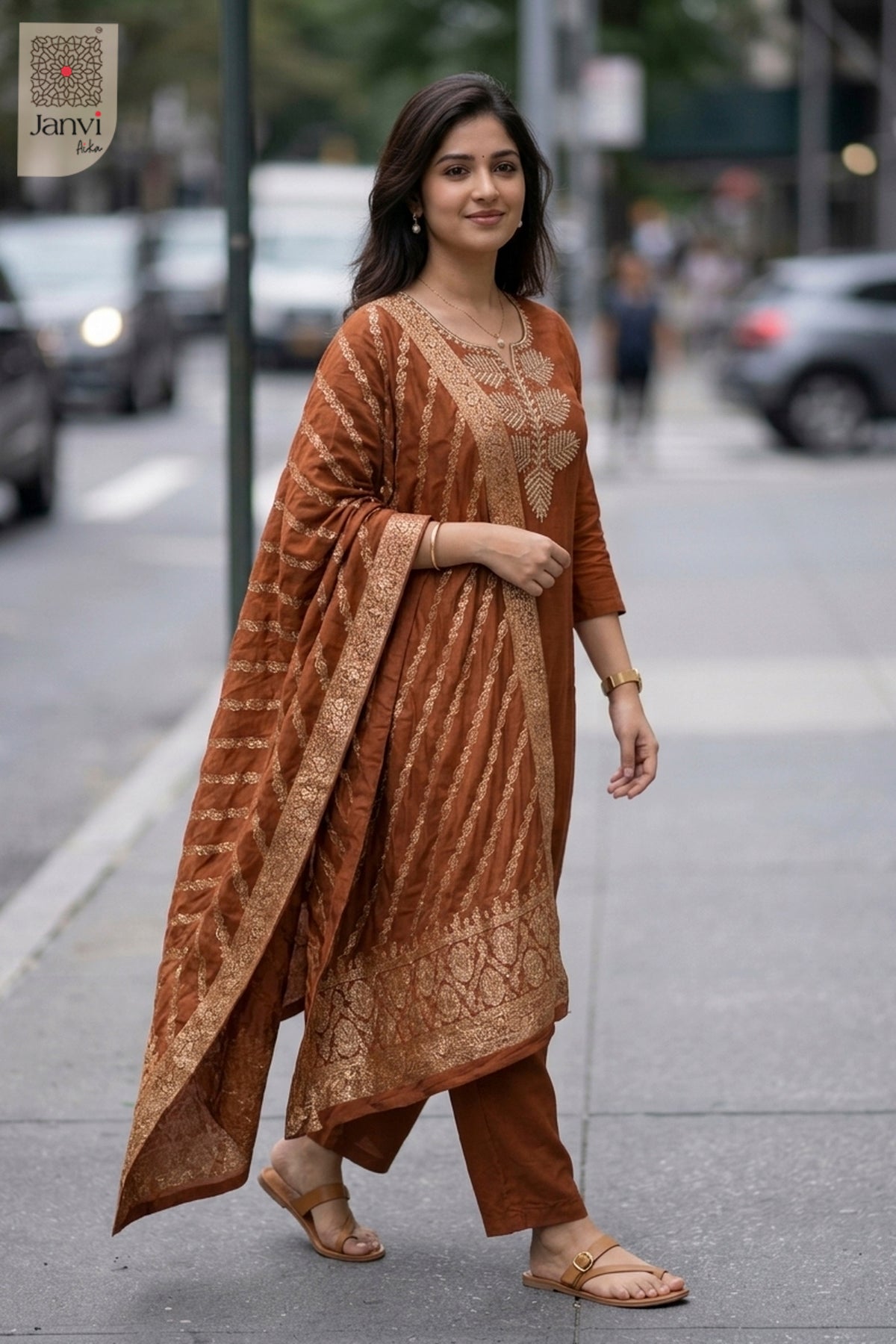 Copper Leaf Chudidhar Set