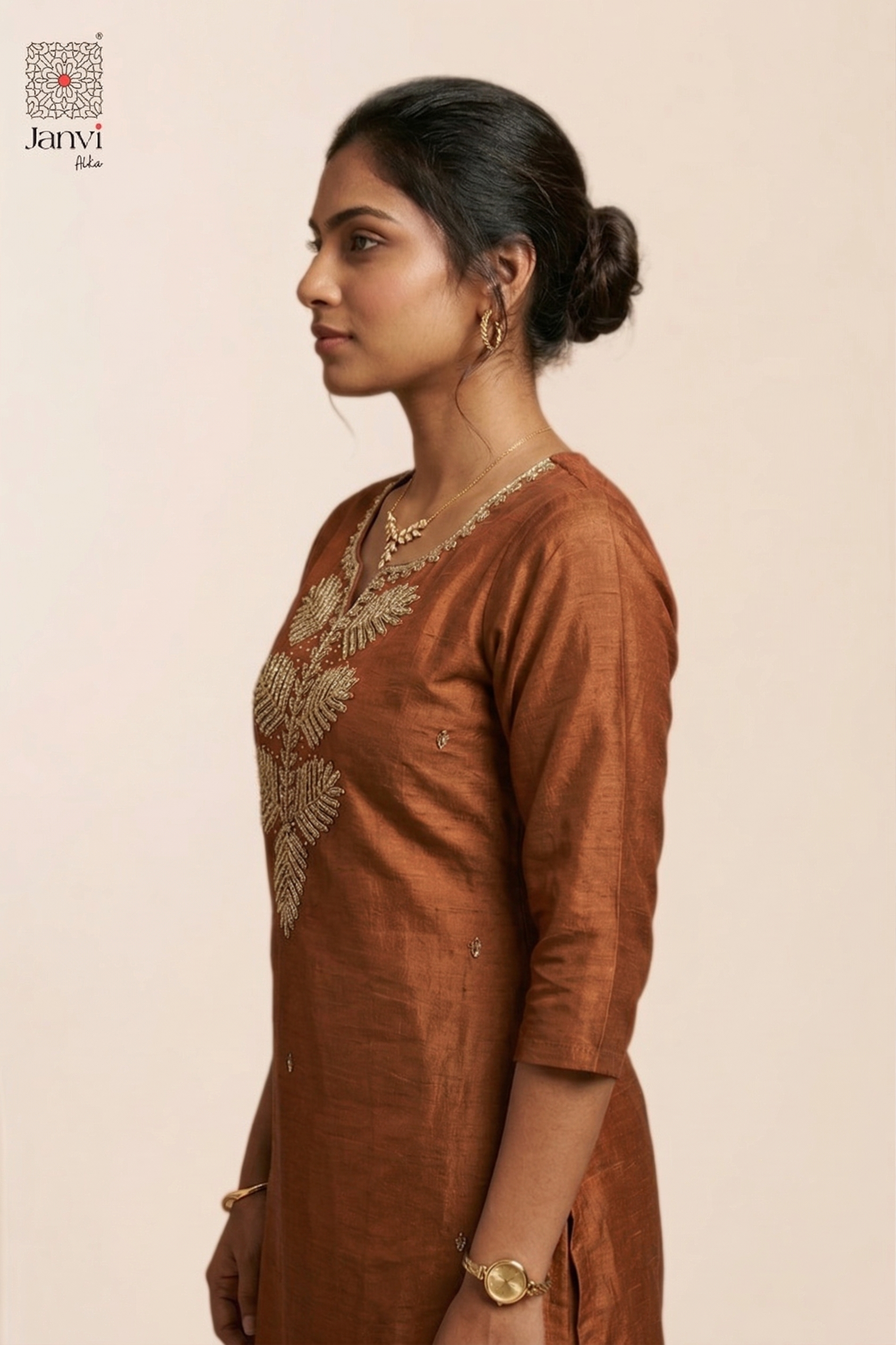 Copper Leaf Chudidhar Set