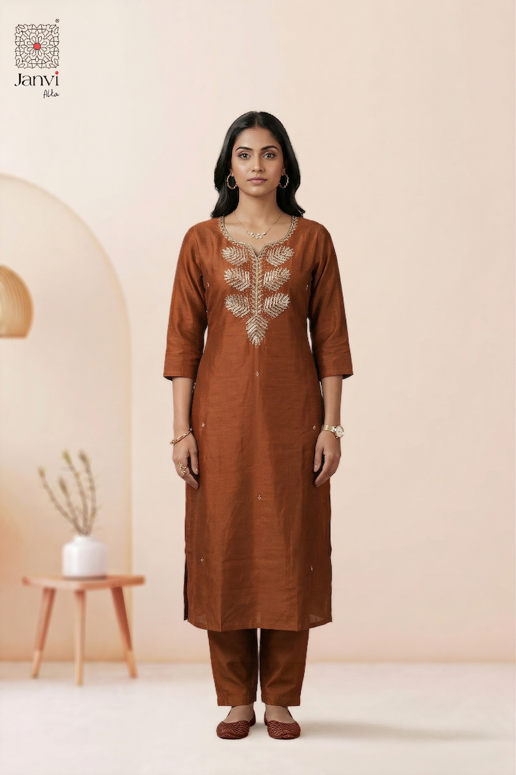 Copper Leaf Chudidhar Set