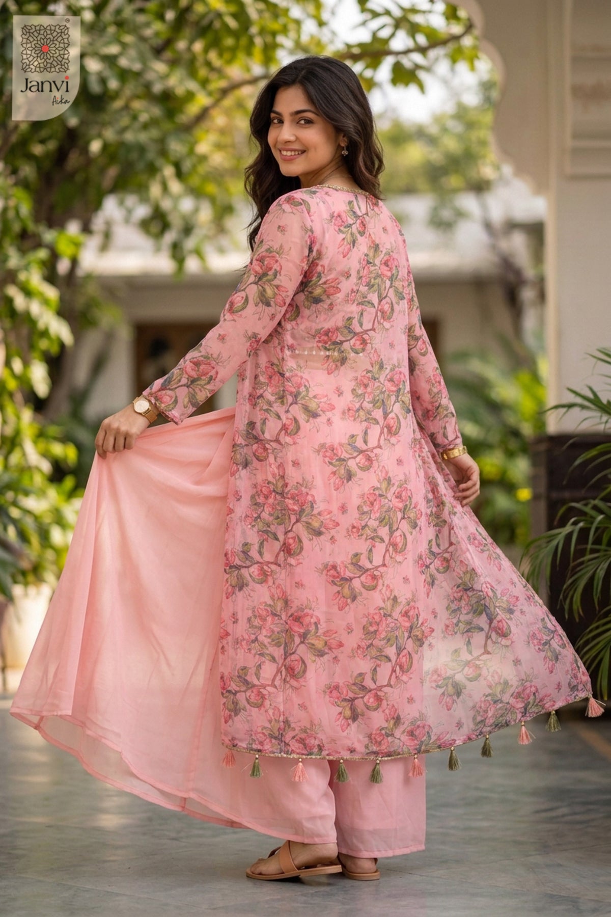 Coral Flora Sharara Set